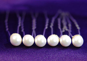 6 pcs X Bridal Wedding Quality Pearl Hair Pins XP1000-0