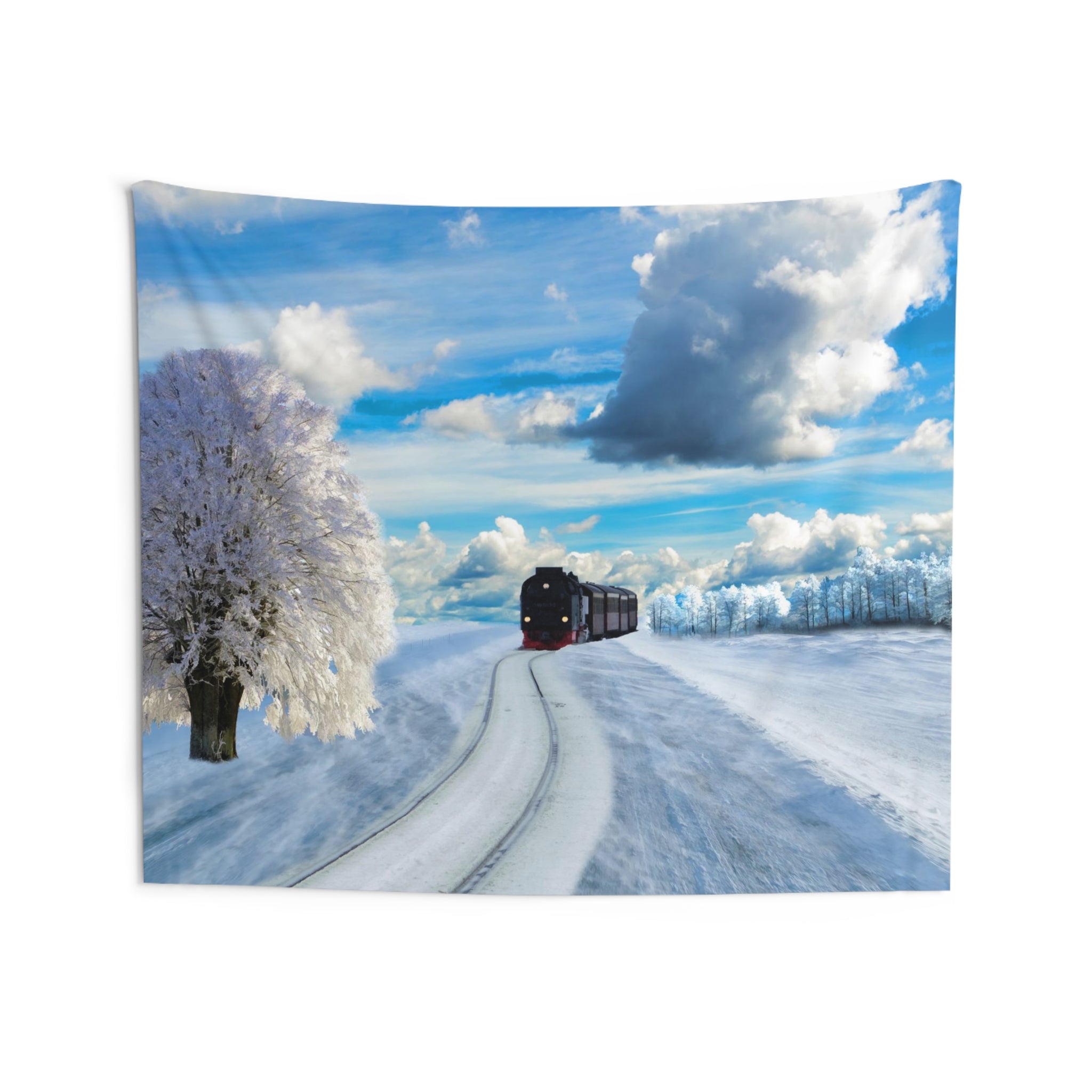 Winter Snow Train Tapestry-3