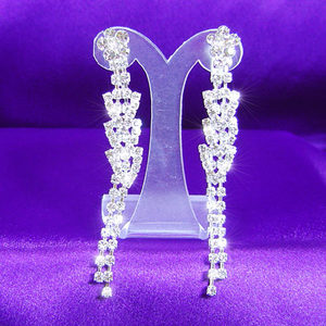 Bridal Queen Dangling Crystal Rhinestone Earrings XE1012-0