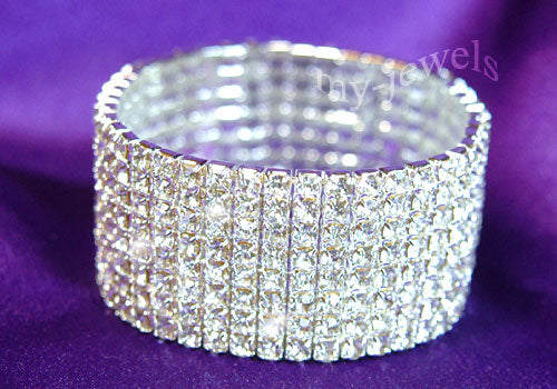 8 Row Bridal Fashion Clear Crystal Rhinestone Bracelet XB908-0