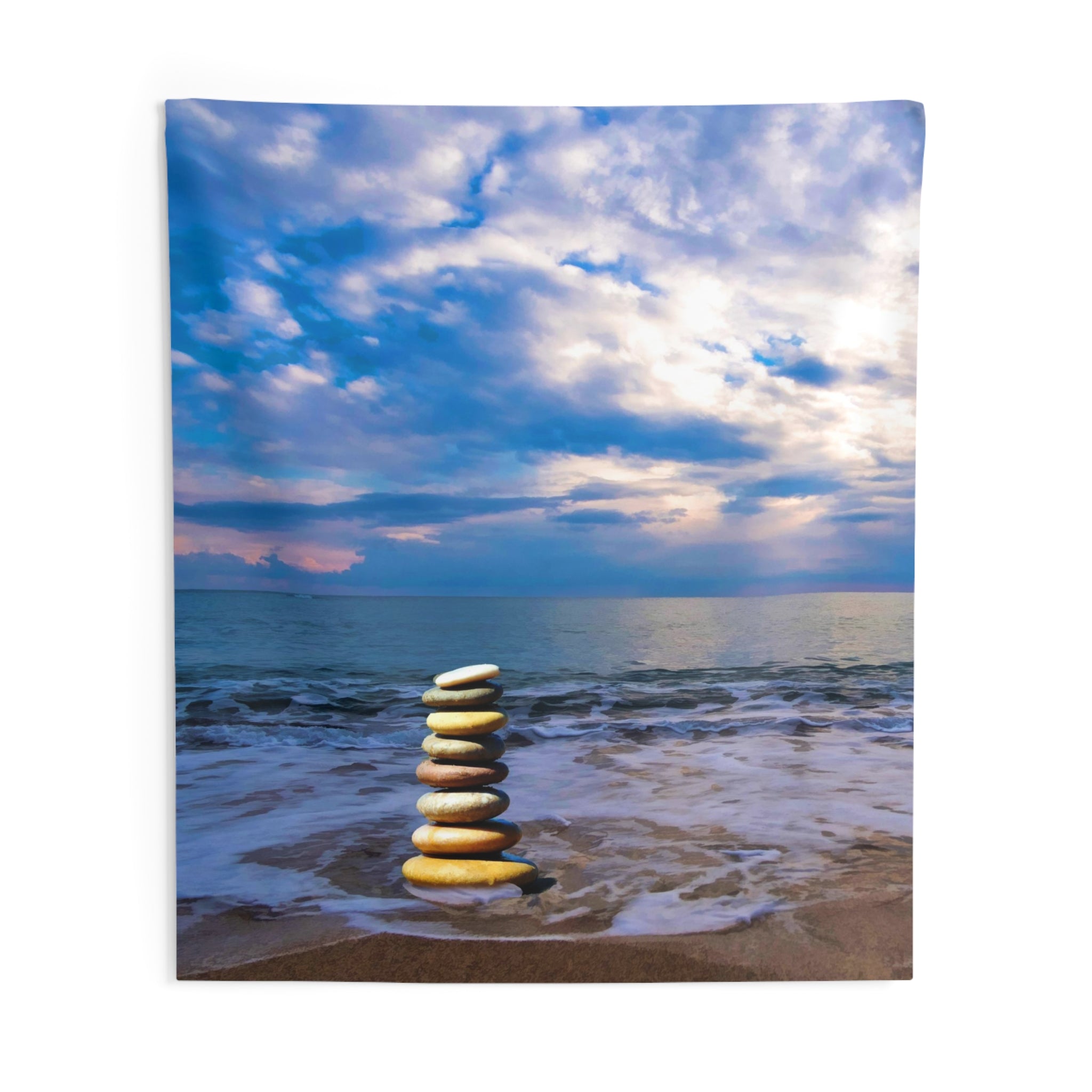 Stacking Stones Beach Tapestry-3