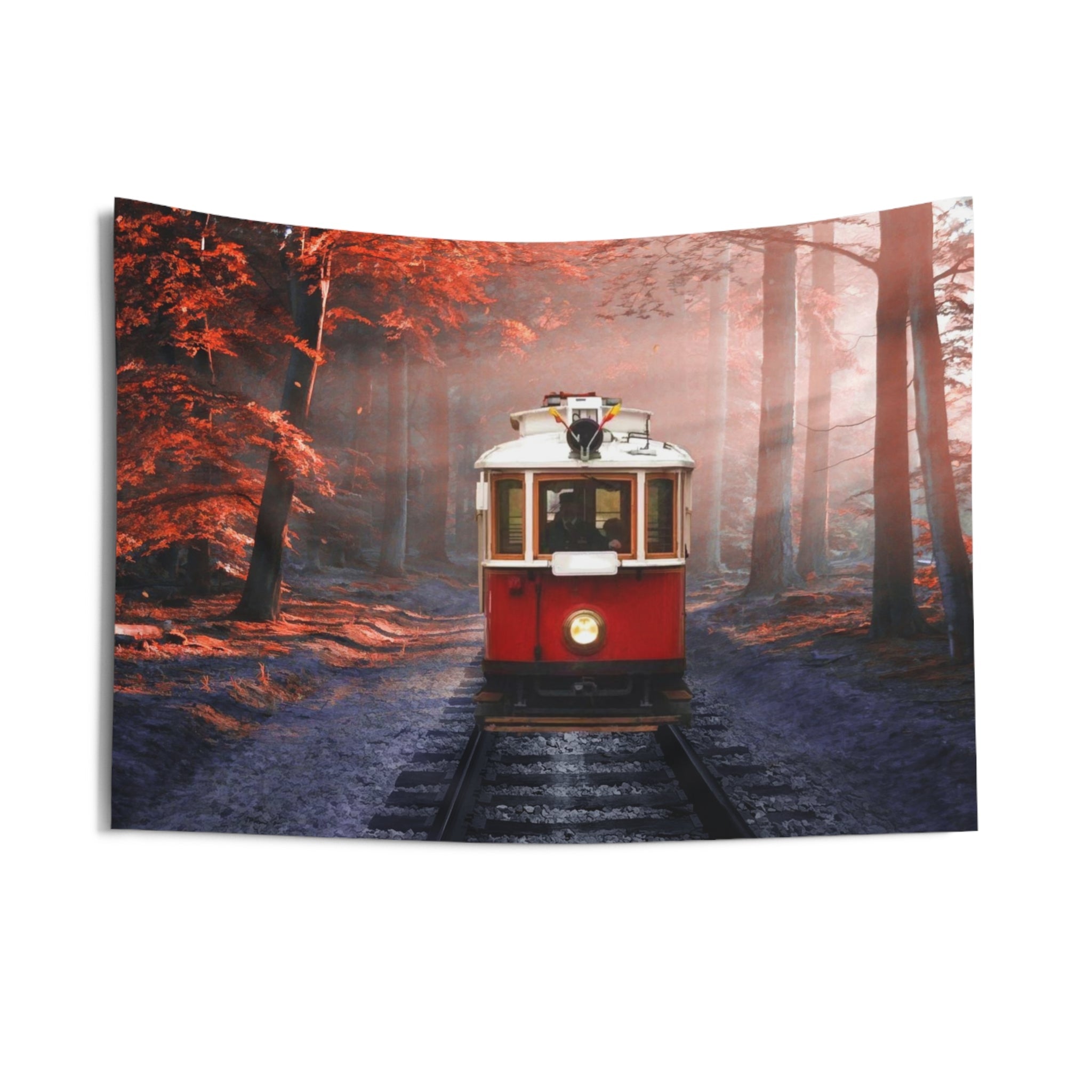 Red Tram in Forest Tapestry-2