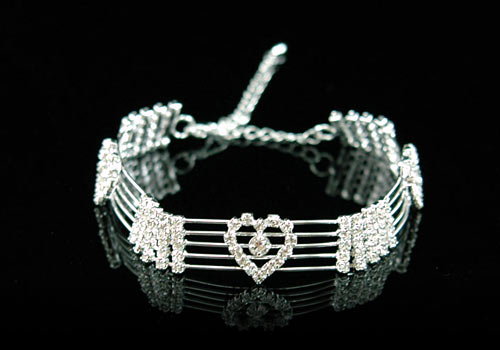 Hearts Bridal Clear Crystal Rhinestone Bracelet XB007-0