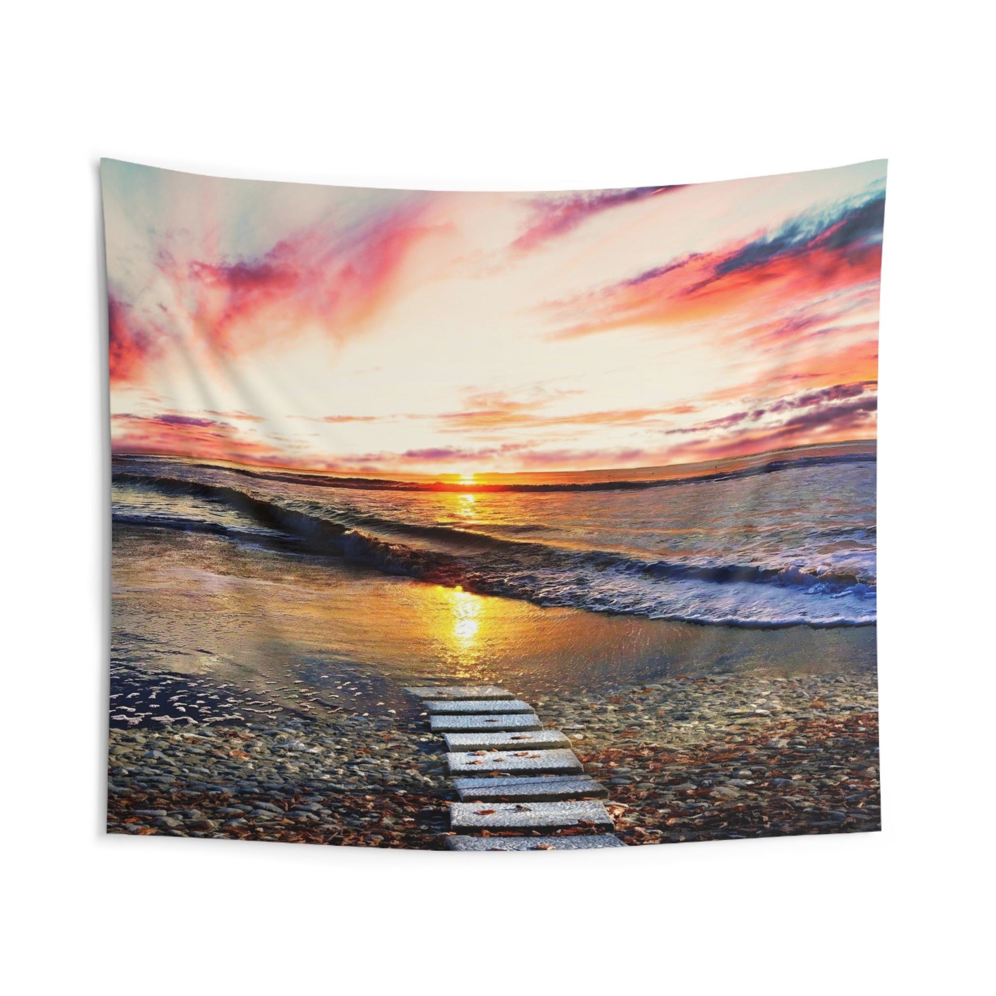 Beach Path Sunrise Tapestry-1
