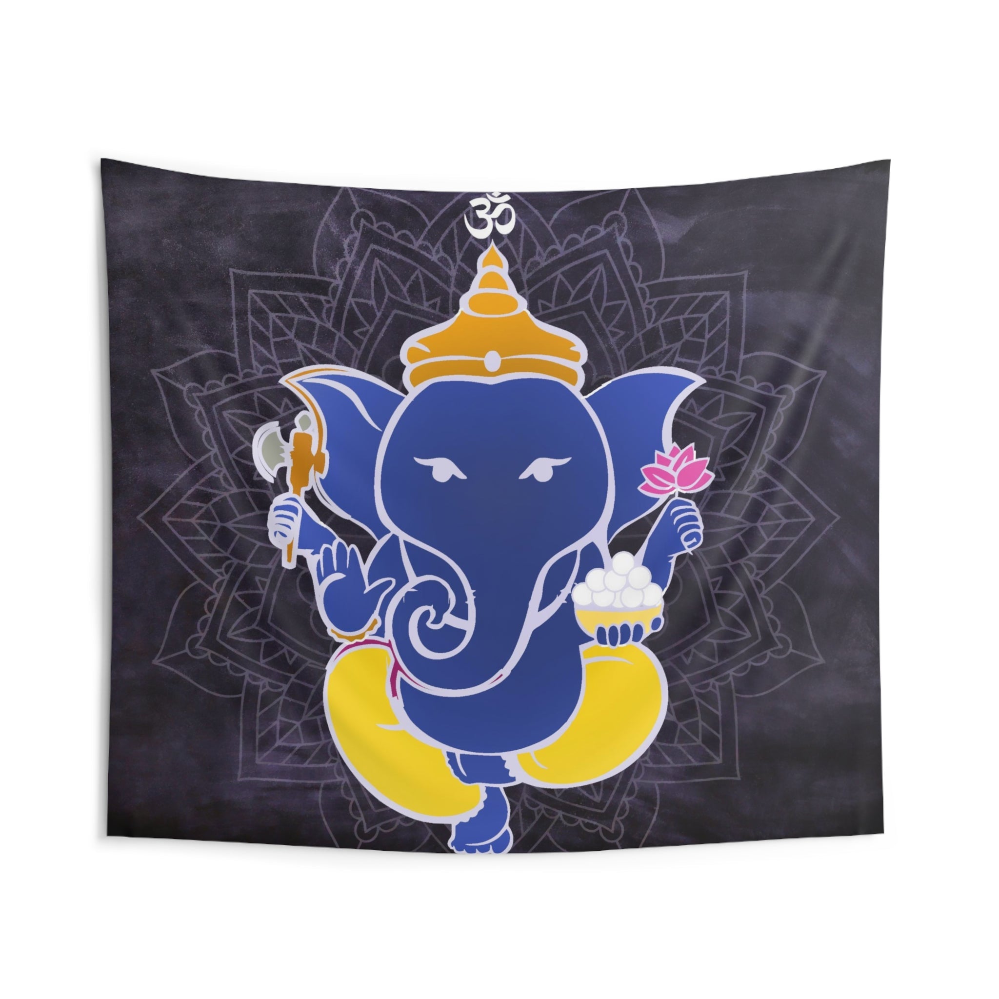 Yellow Blue Ganesha Tapestry-1