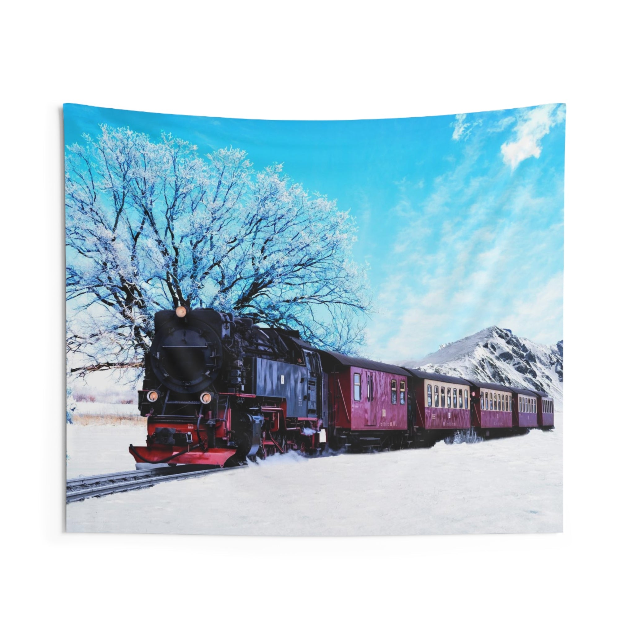 Red Train Winter Tapestry-0