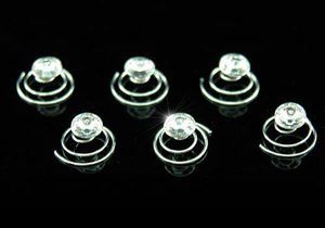 6 pcs X Bridal Hair Twists use Clear Austrian Crystal XP1087-0