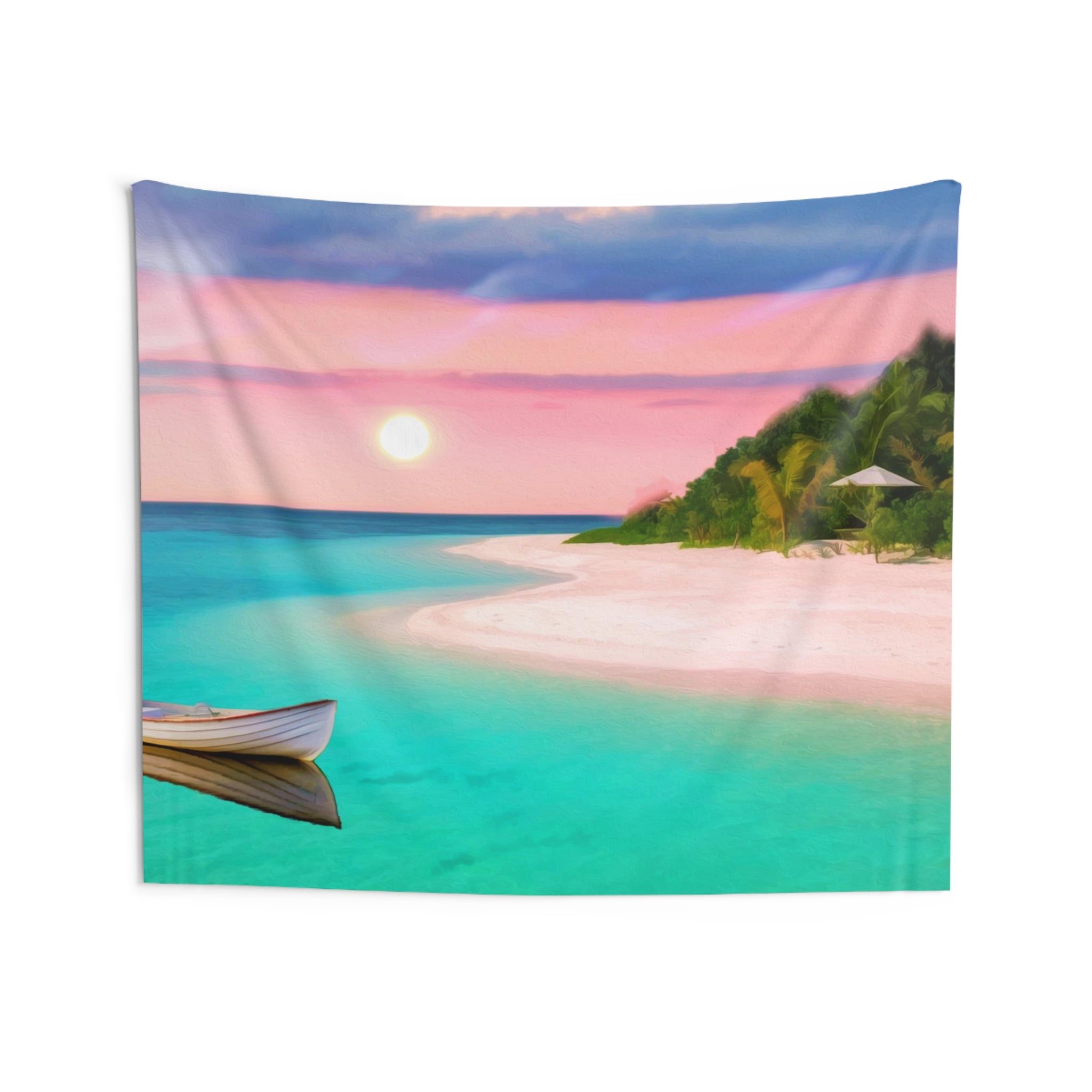 Sun Fishing Boat Painting Tapestry-3