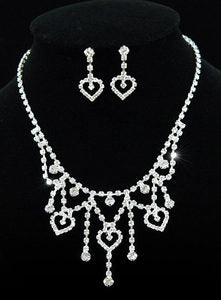 Bridal Hearts Crystal Necklace Earrings Set XS1092-0