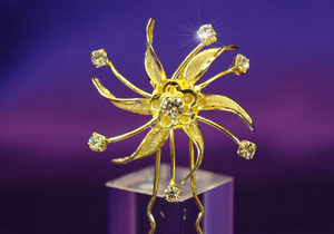 6 X Bridal Wedding Flower Rhinestone Gold Hair Pins XP1093-0