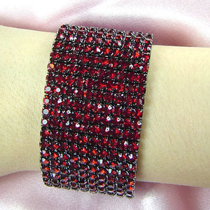 10 Row Dark Red Crystal Rhinestone Bangle Bracelet XB920-0