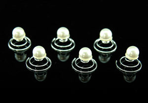 6 Bridal Prom Faux Pearls Hair Twists XP1107-0