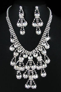 Drag Queen Crystal Rhinestone Necklace Earrings Set XS1130-0