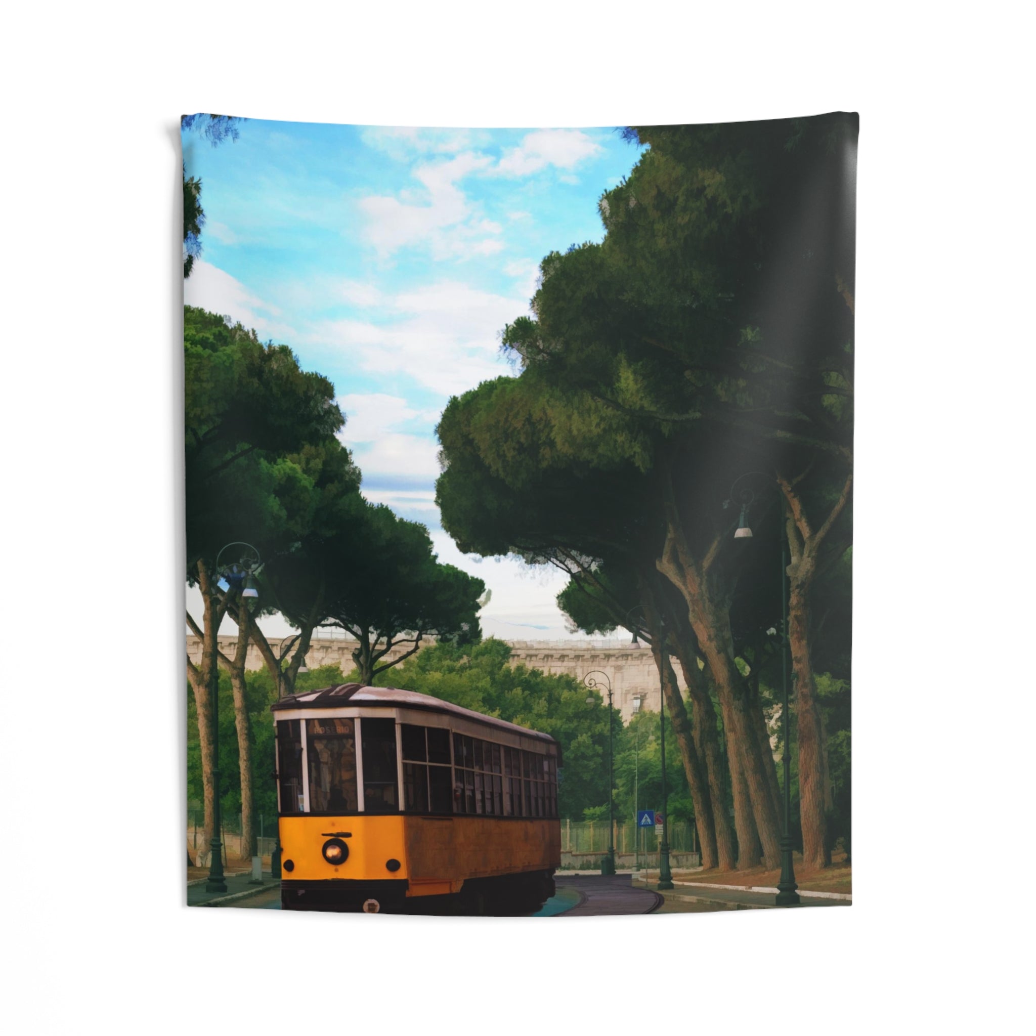 Tram Under Tree Vintage Tapestry-1