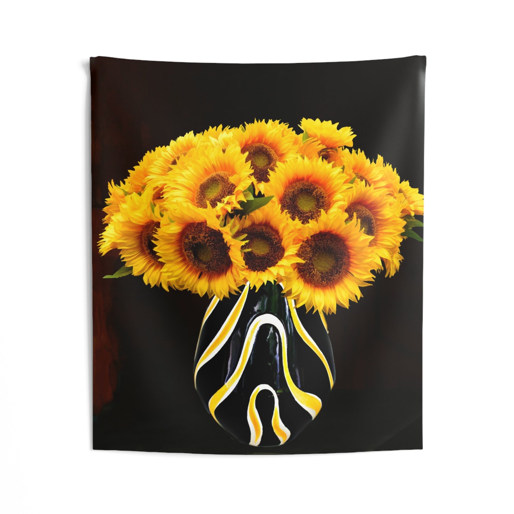 Sunflower Vase Yellow And Black Tapestry-1