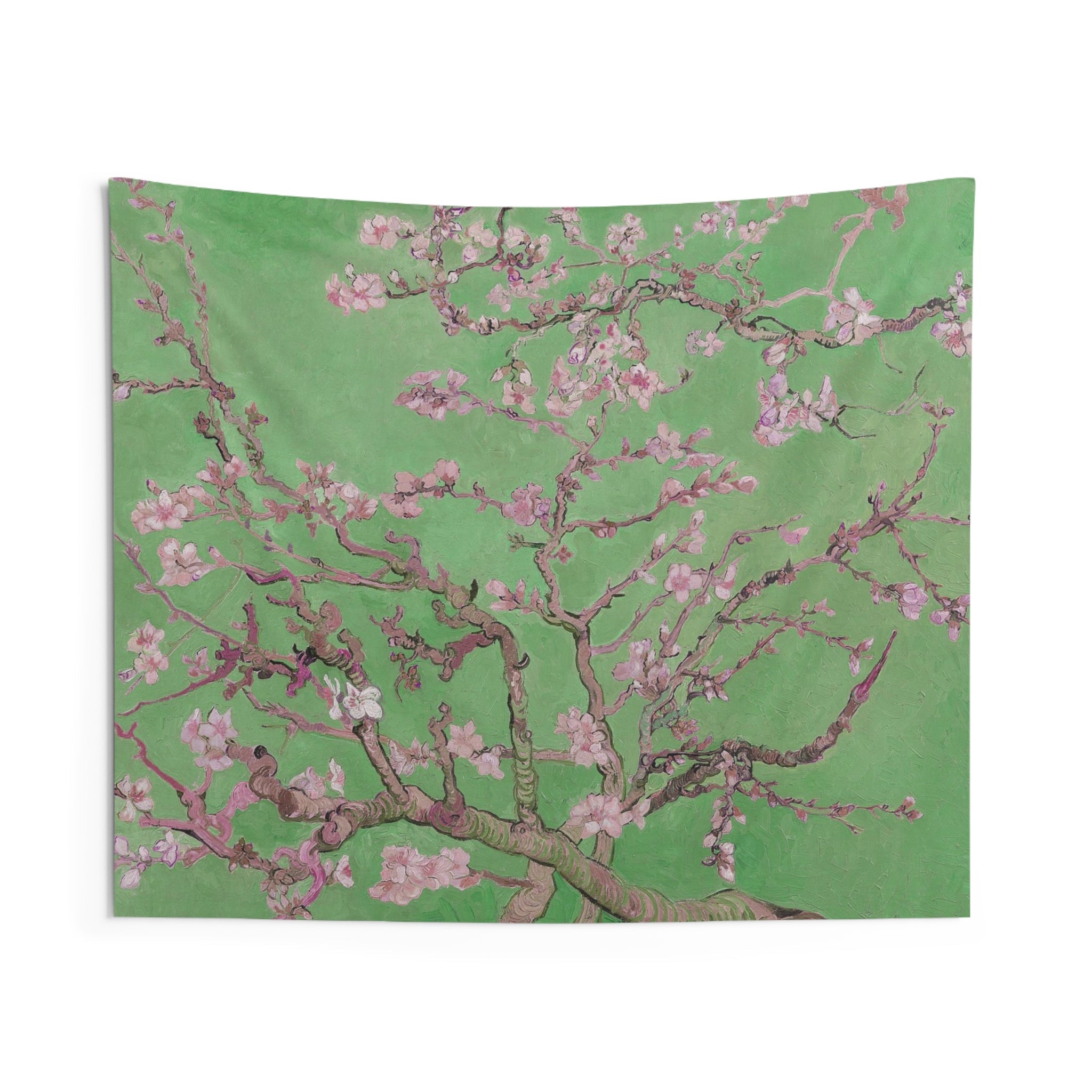 Van Gogh almond blossom Green Tapestry-2
