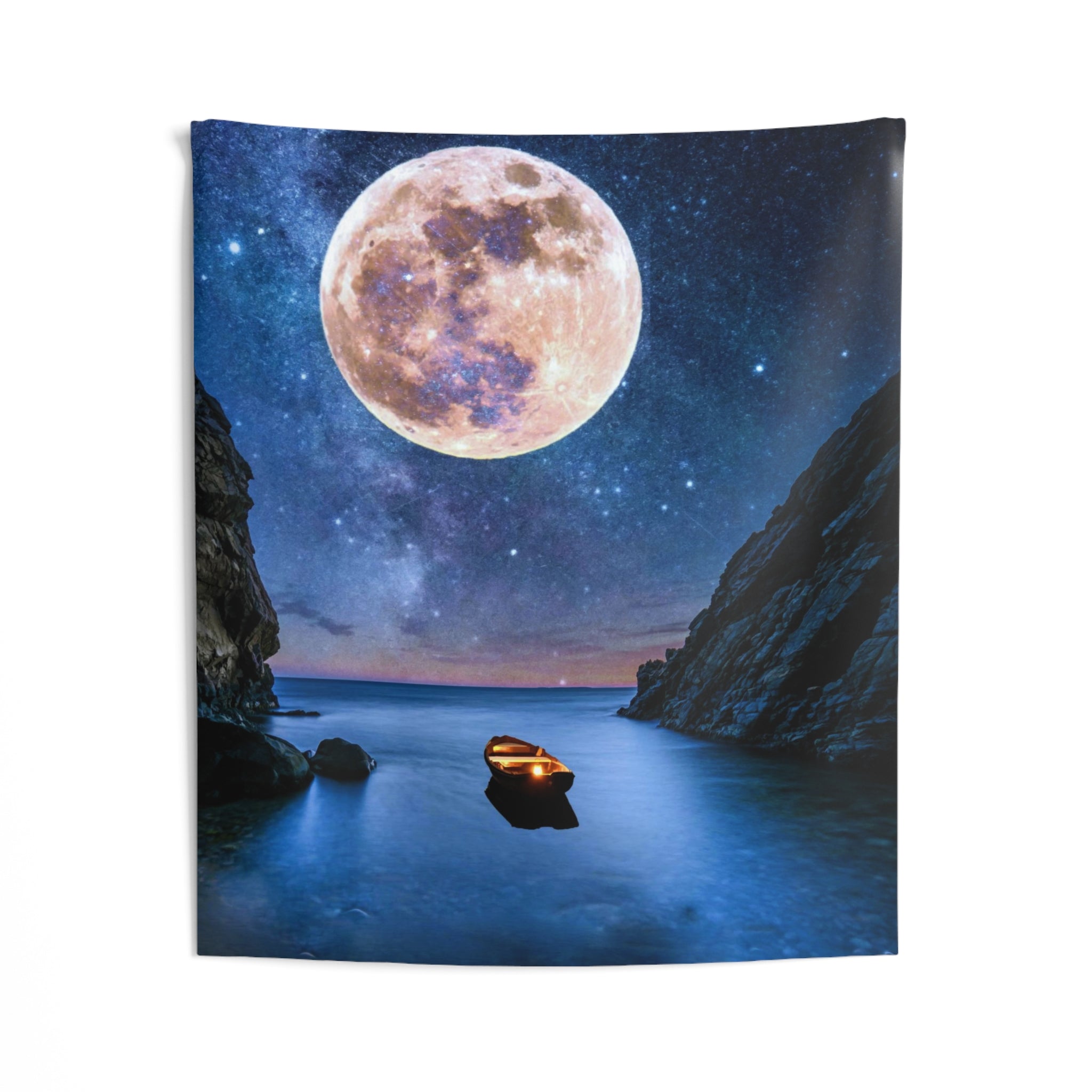 Moon on Beach Tapestry-1