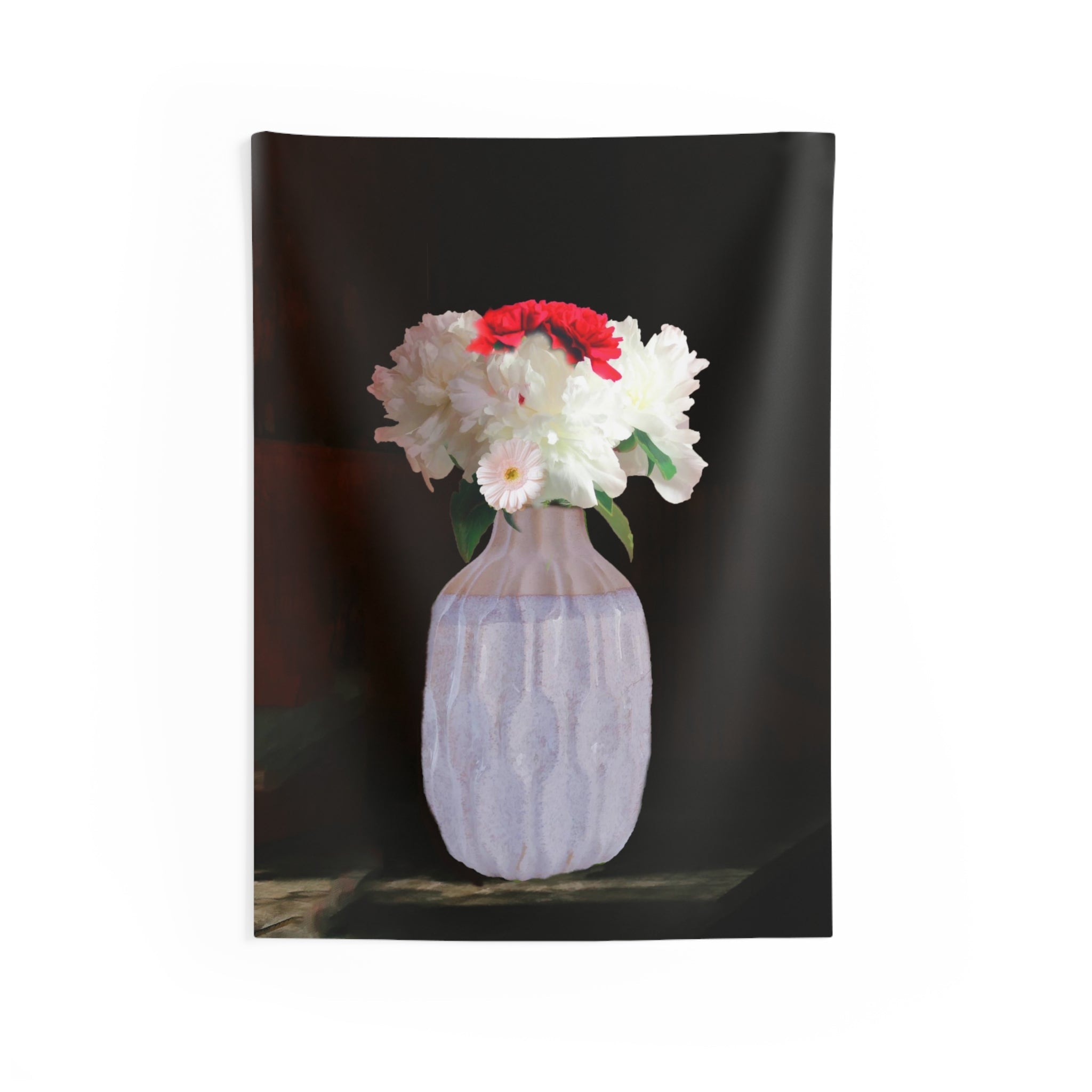 White Flower Vase Tapestry-0