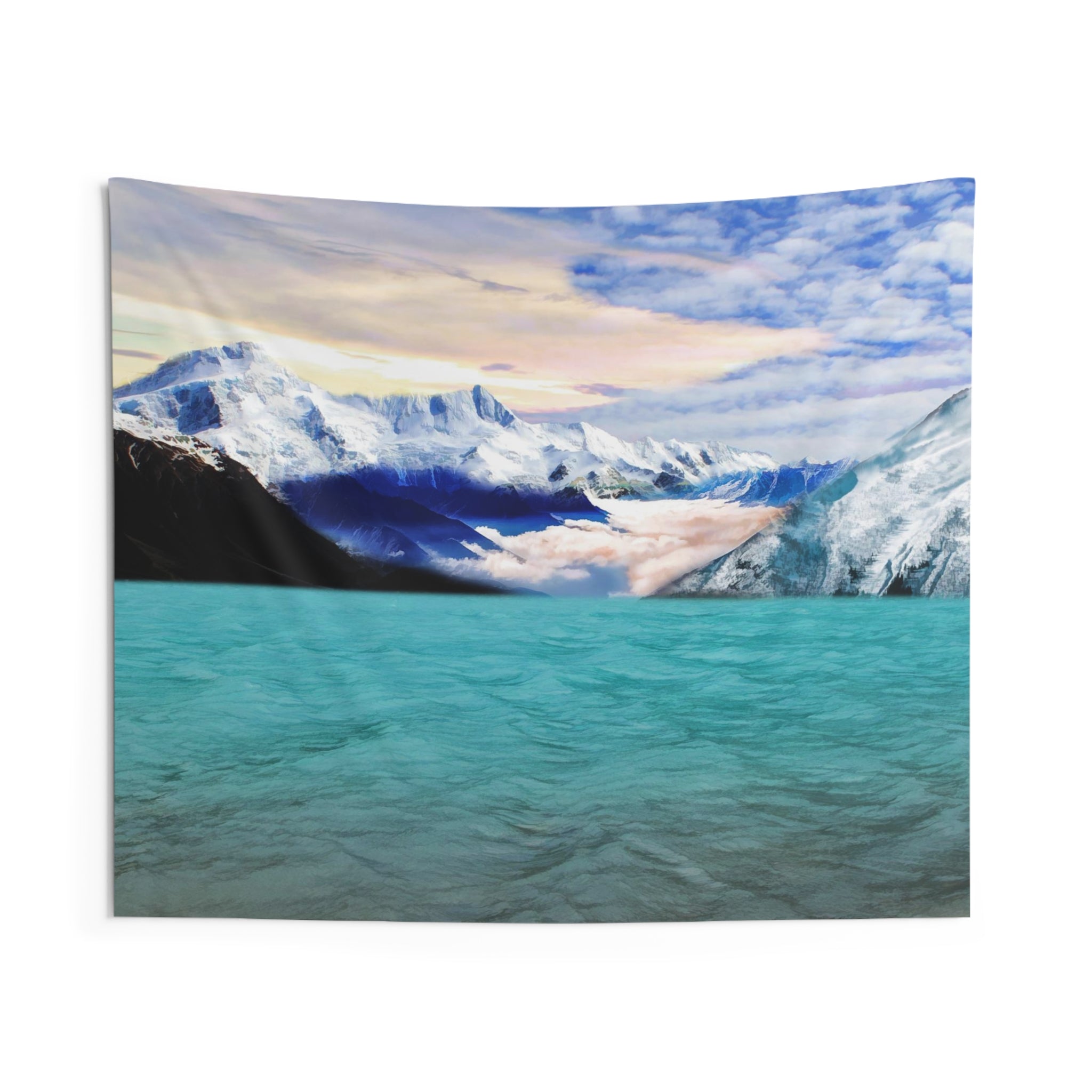 Mountain Lake Painting Tapestry-0