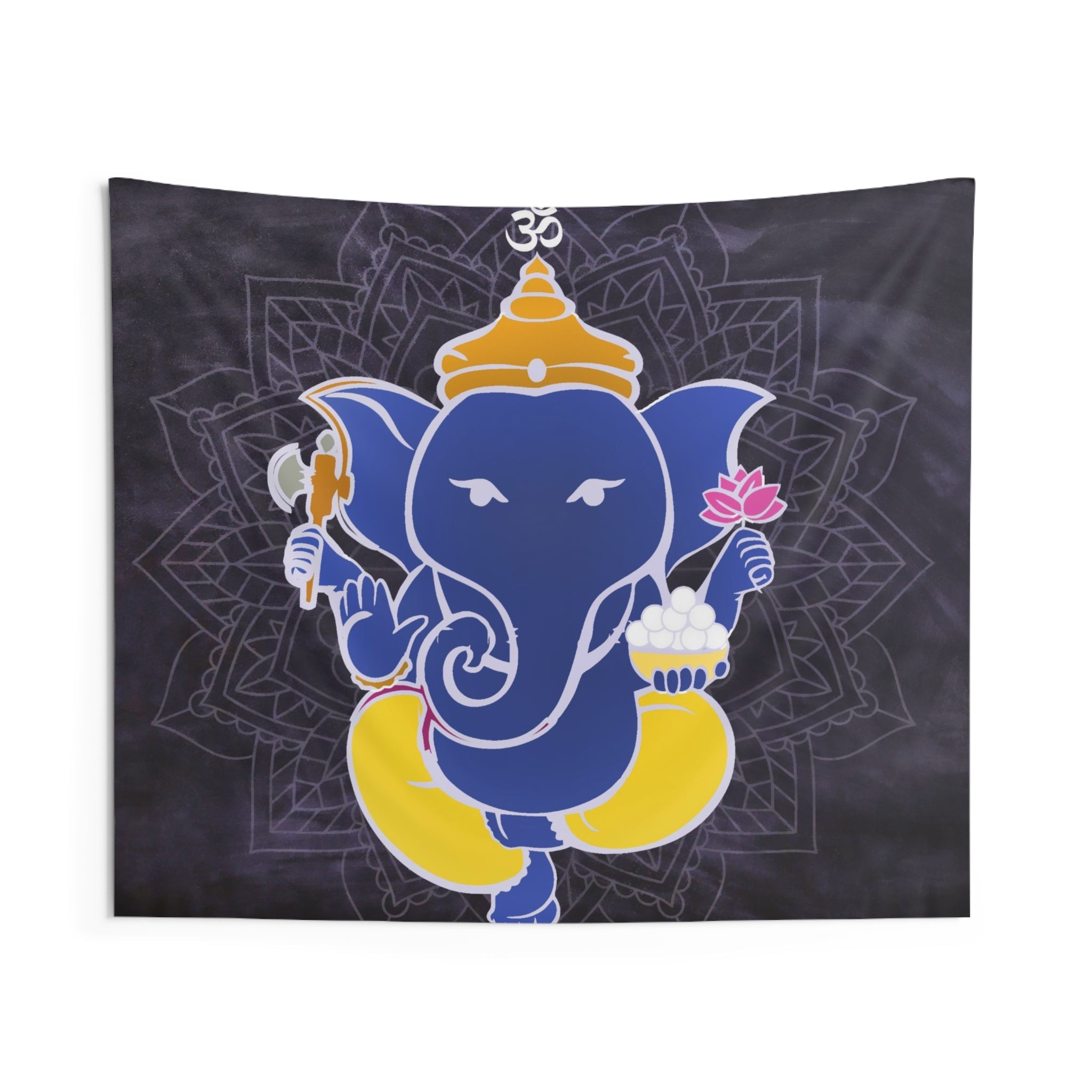Yellow Blue Ganesha Tapestry-0