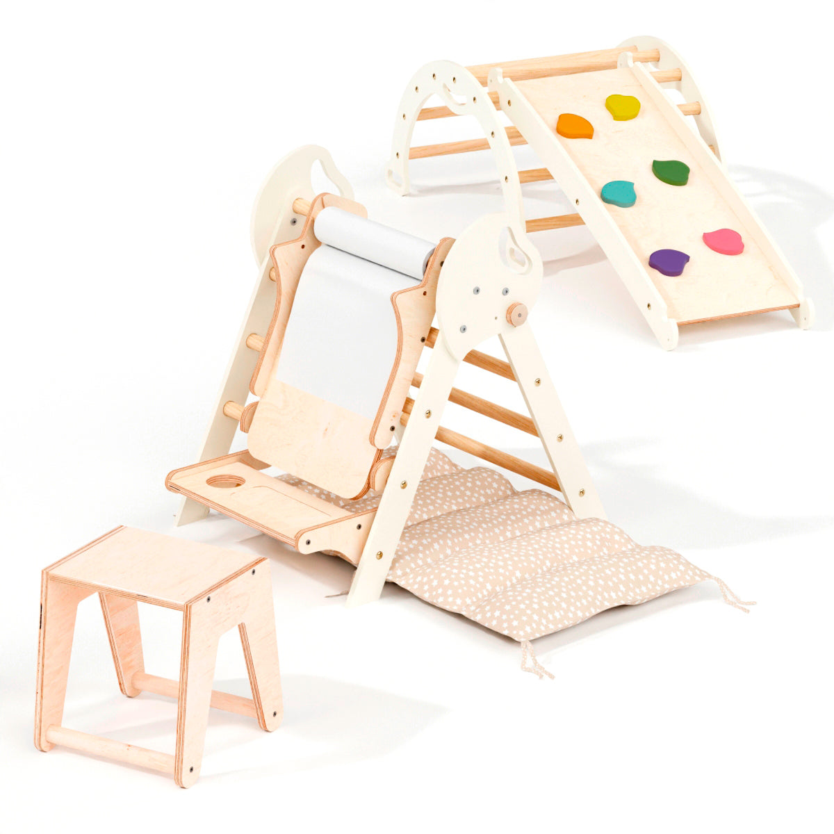 4in1 Montessori Climbing Frame: Pikler Triangle + Arch + Slide Board + Cushion for Toddlers (1–3 Years)-15