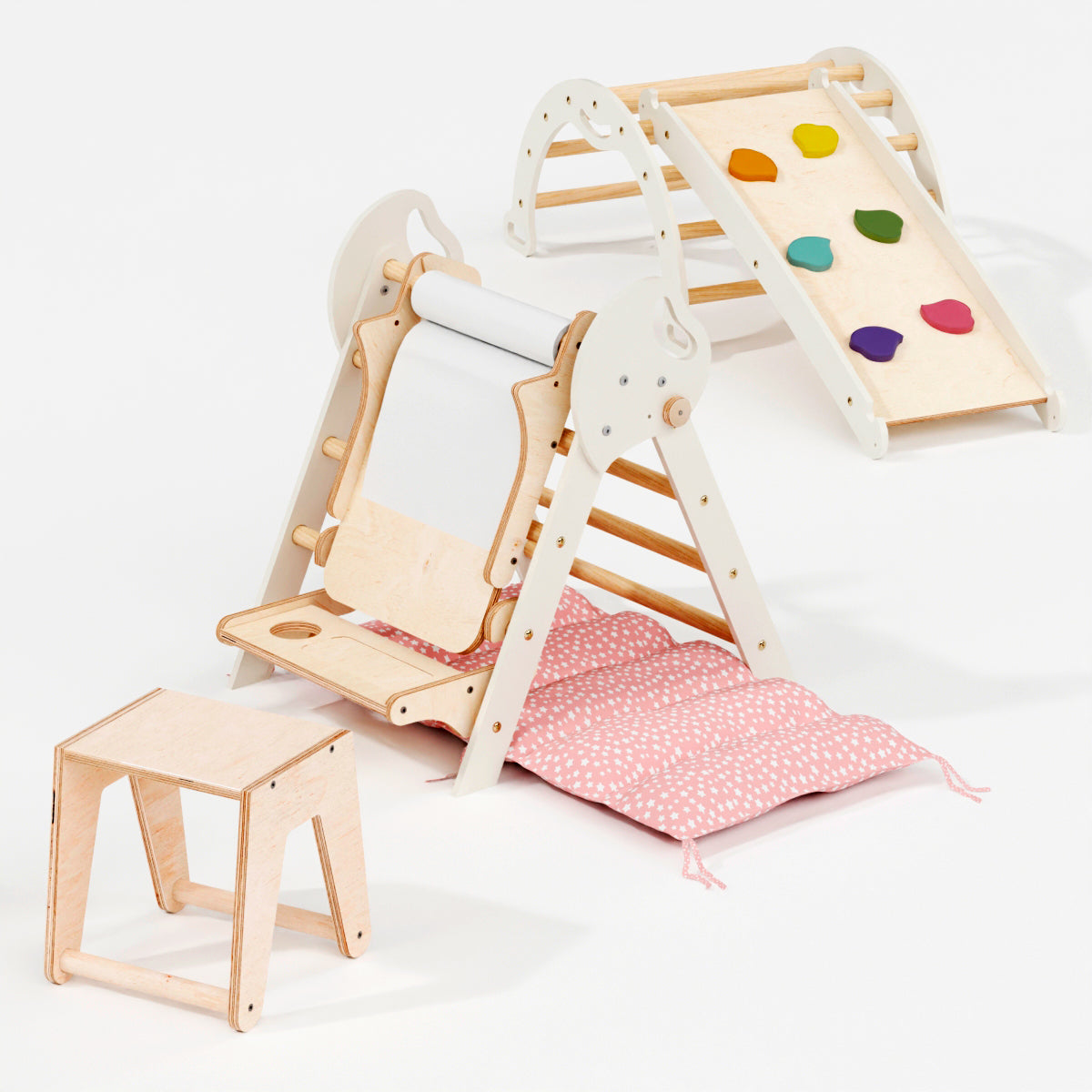 4in1 Montessori Climbing Frame: Pikler Triangle + Arch + Slide Board + Cushion for Toddlers (1–3 Years)-16