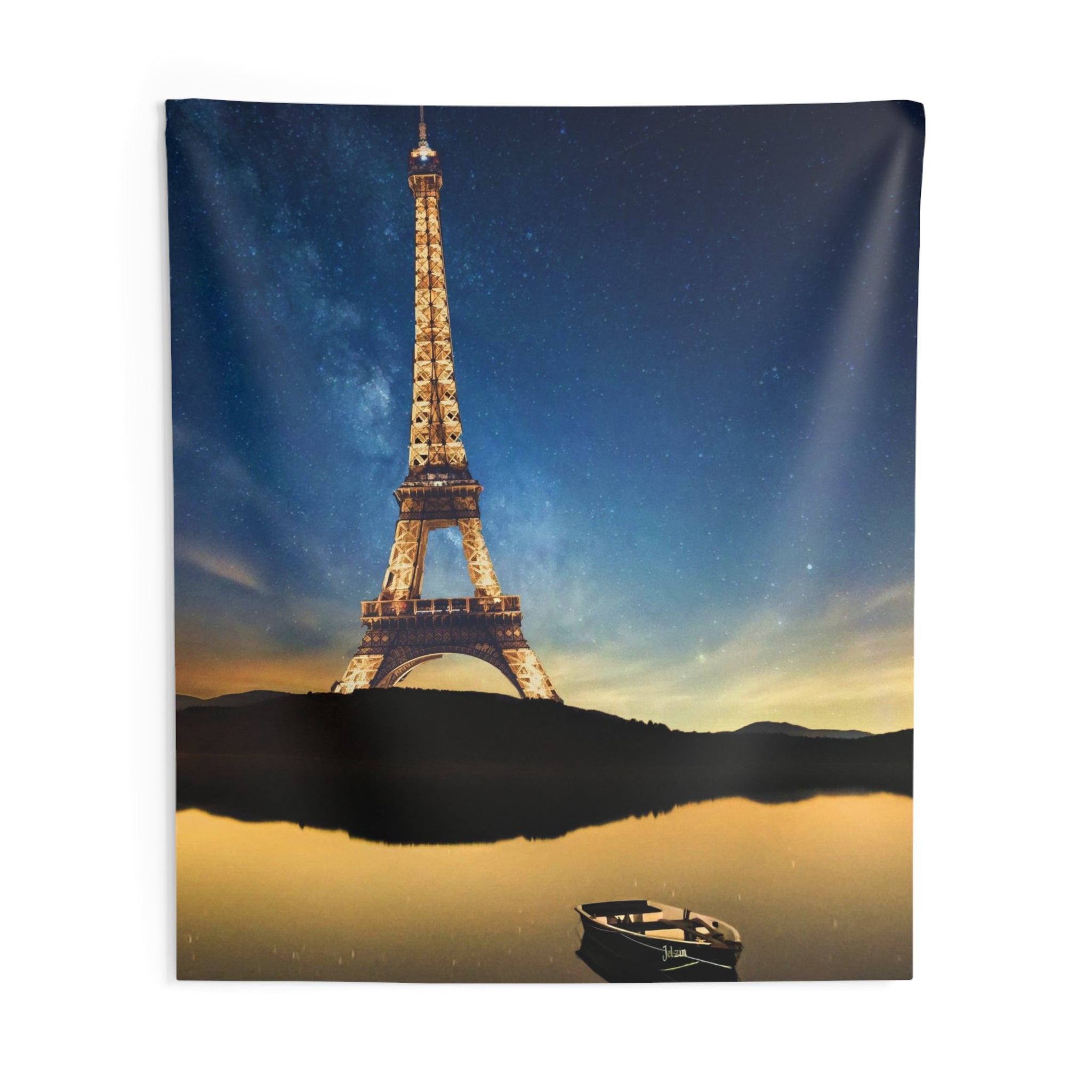 Eiffel Tower And Boat Paris Tapestry-3