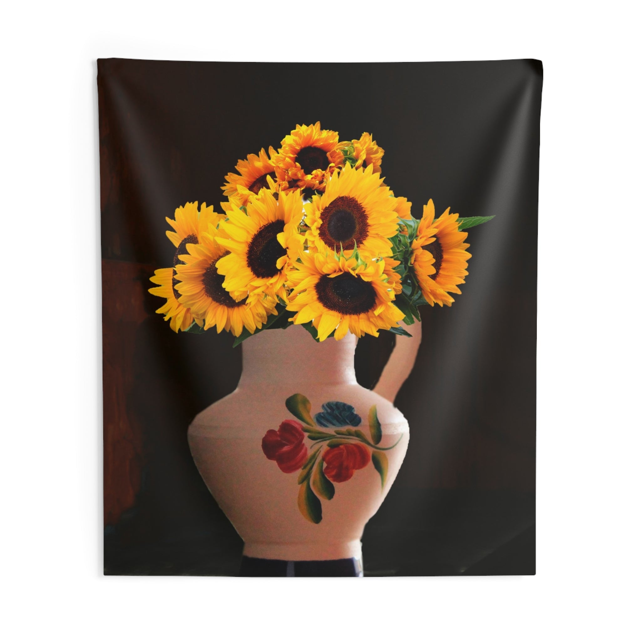 Sunflower White Vase Tapestry-3