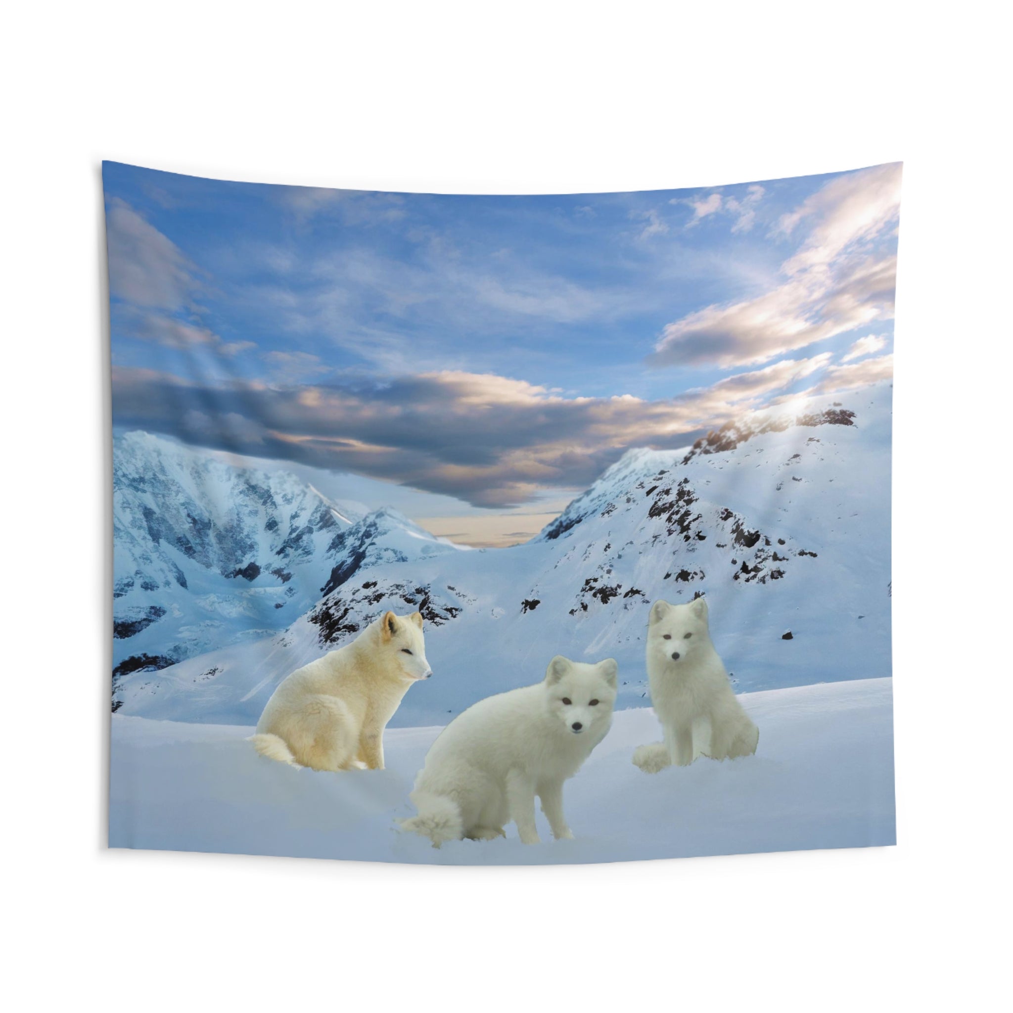 Three Arctic Fox Tapestry-1