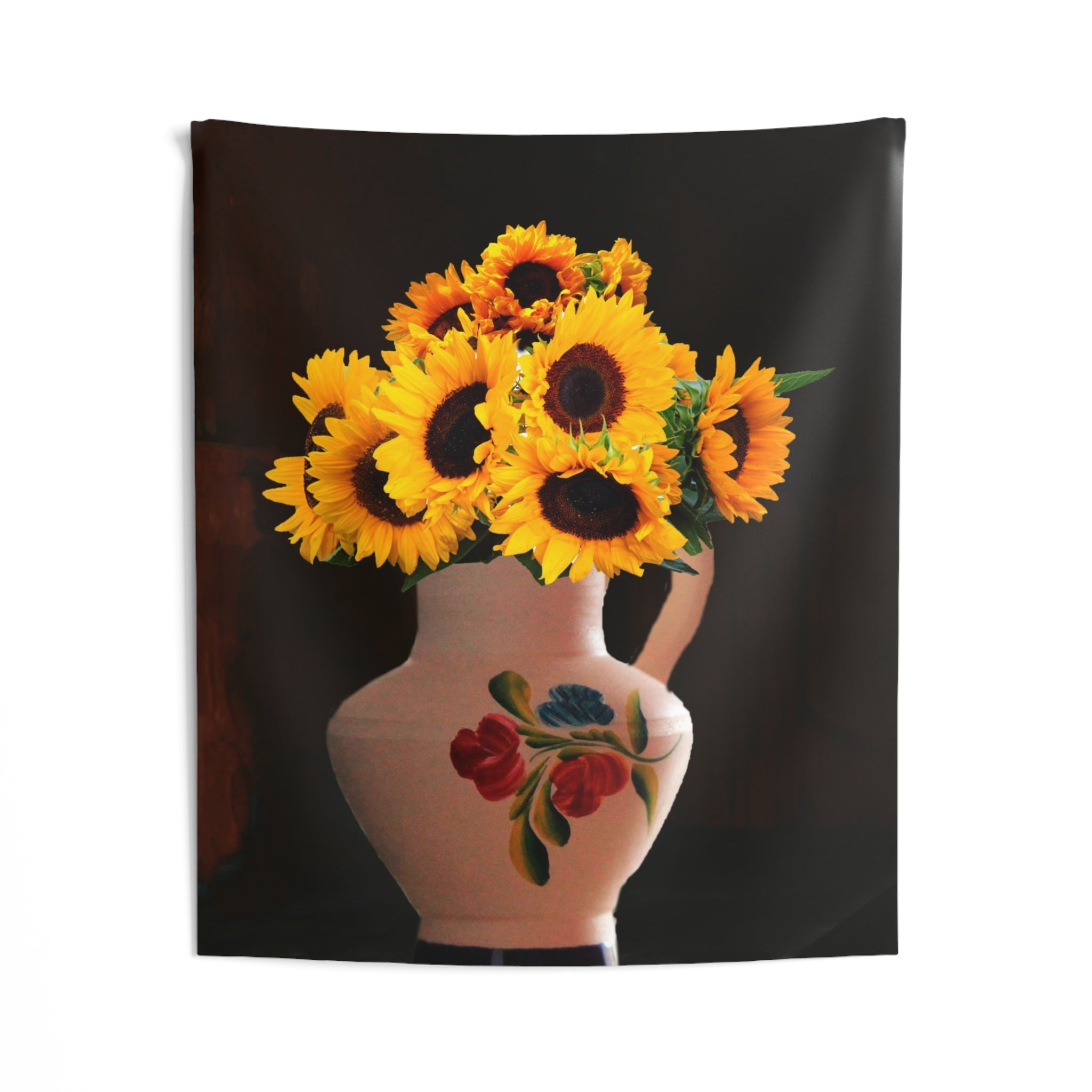 Sunflower White Vase Tapestry-1