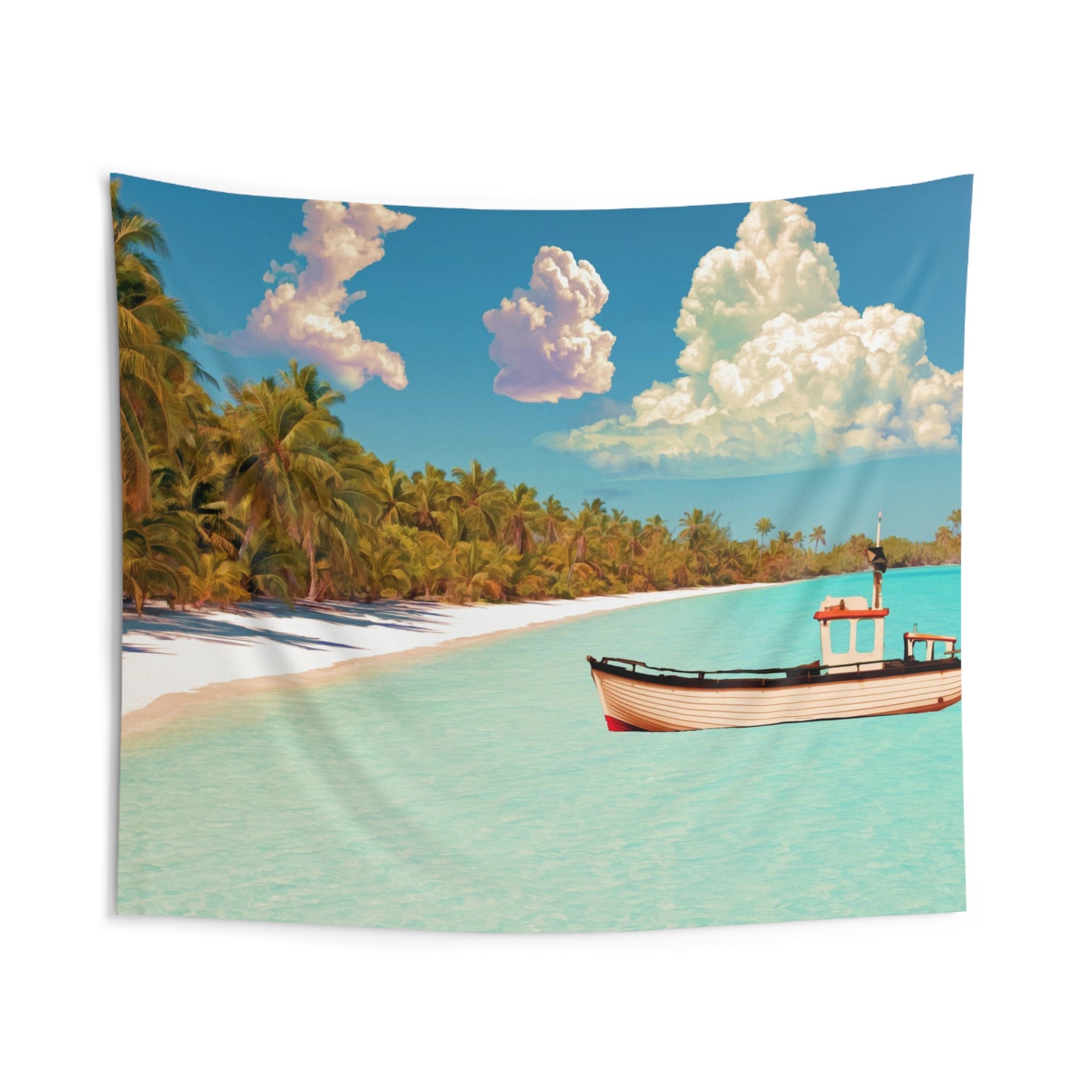 Coconut Trees and Boat Tapestry-1