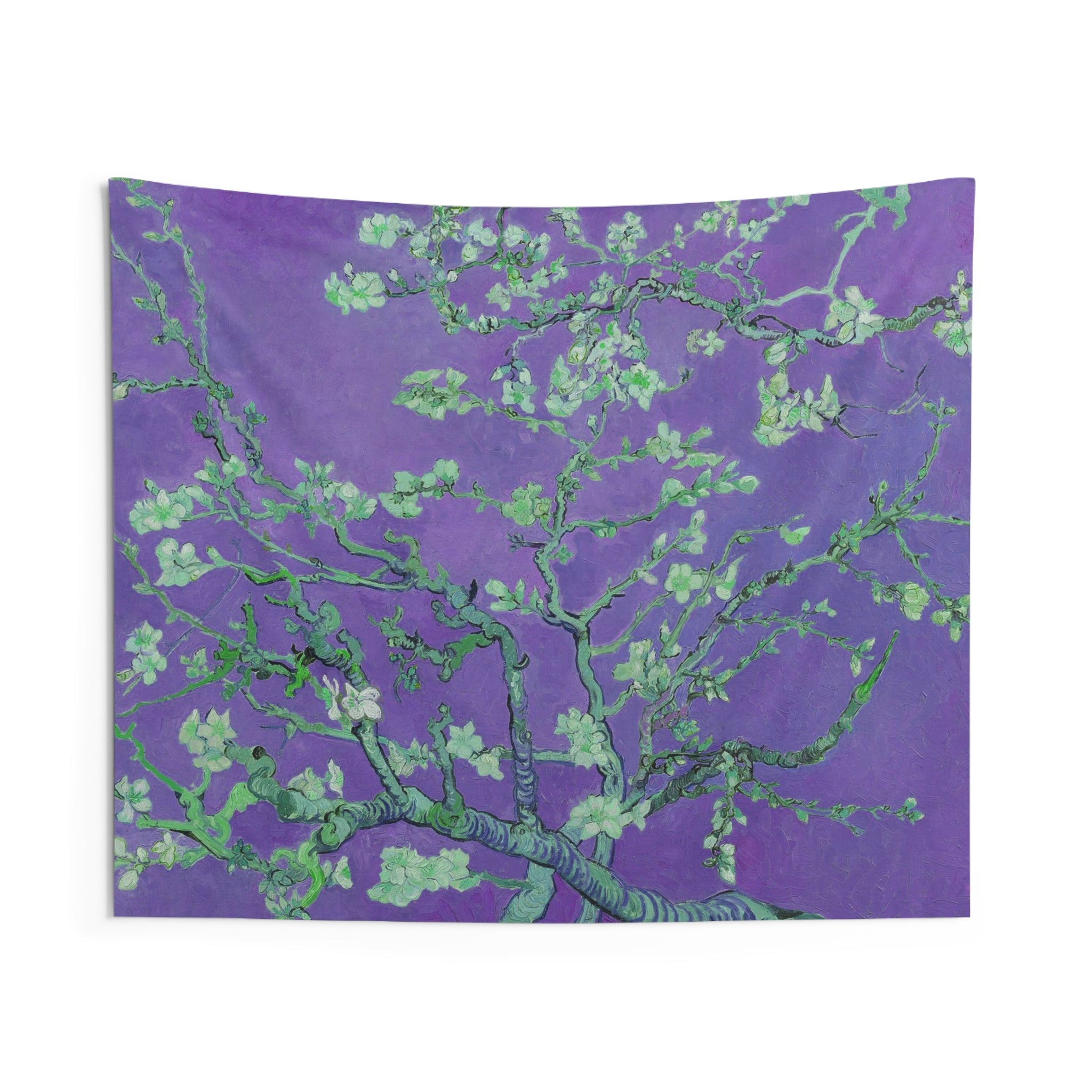 Van Gogh almond blossom Purple Tapestry-0