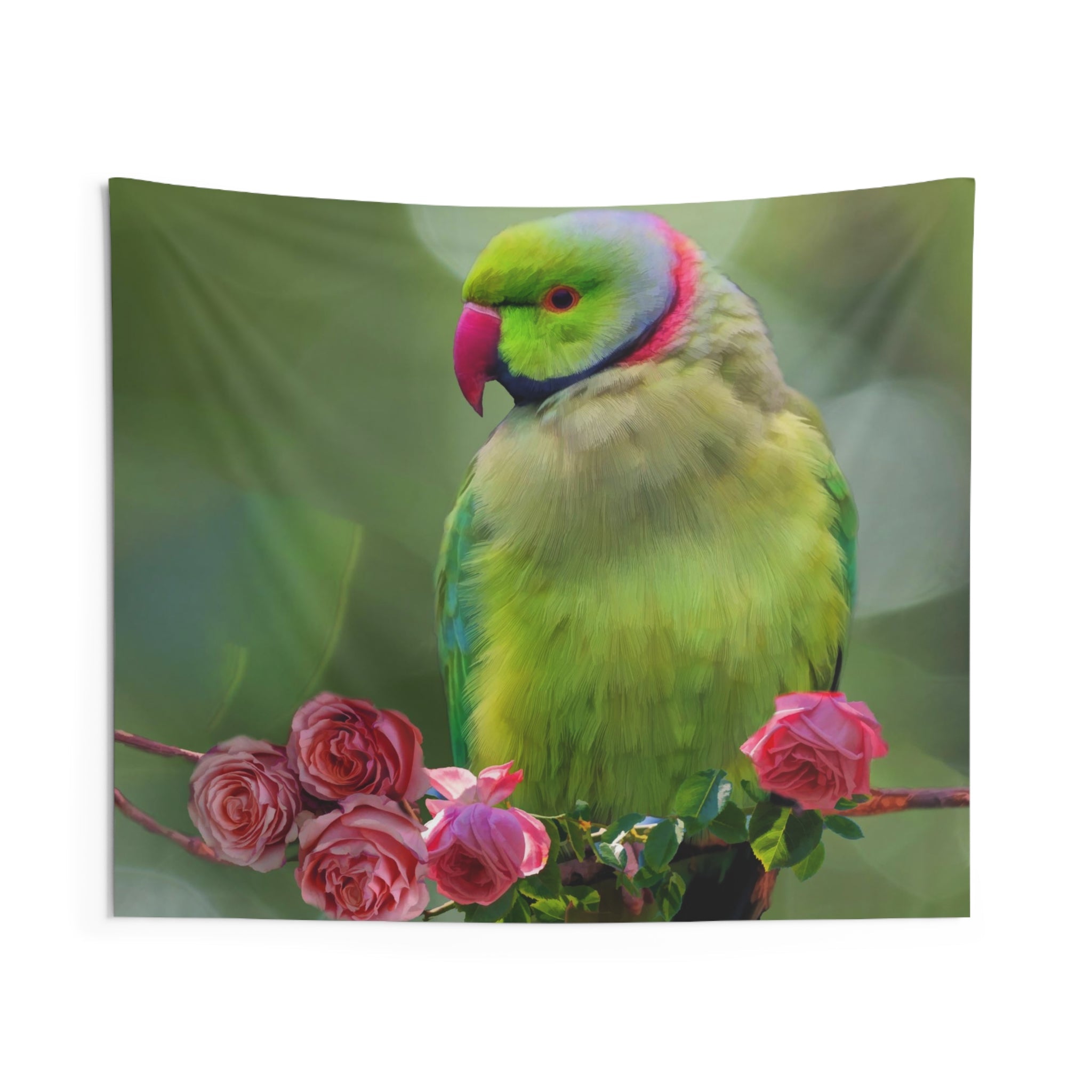 Parrot And Roses Tapestry-0