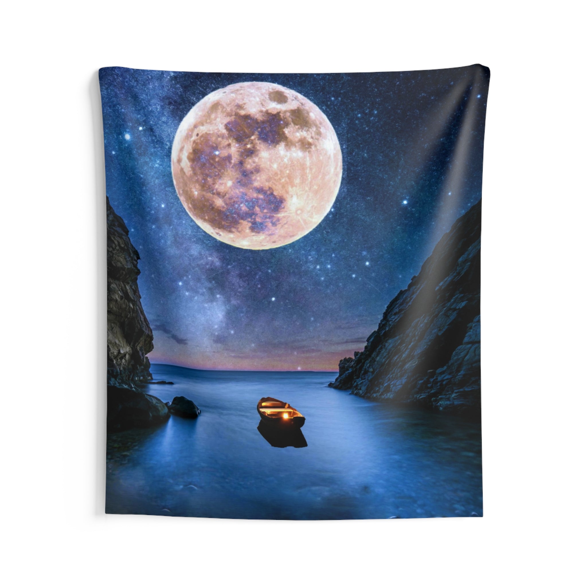 Moon on Beach Tapestry-2