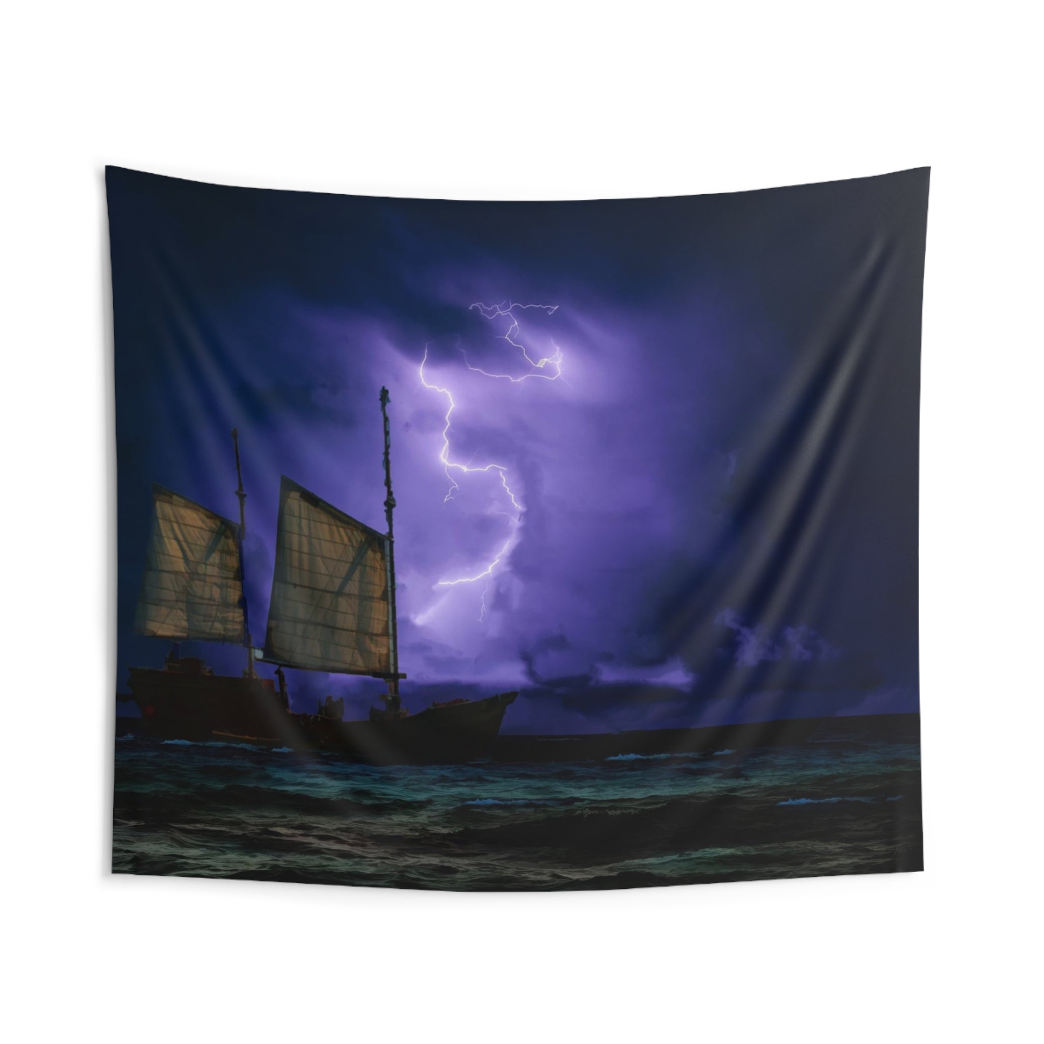 Lightning And Ship Tapestry-1