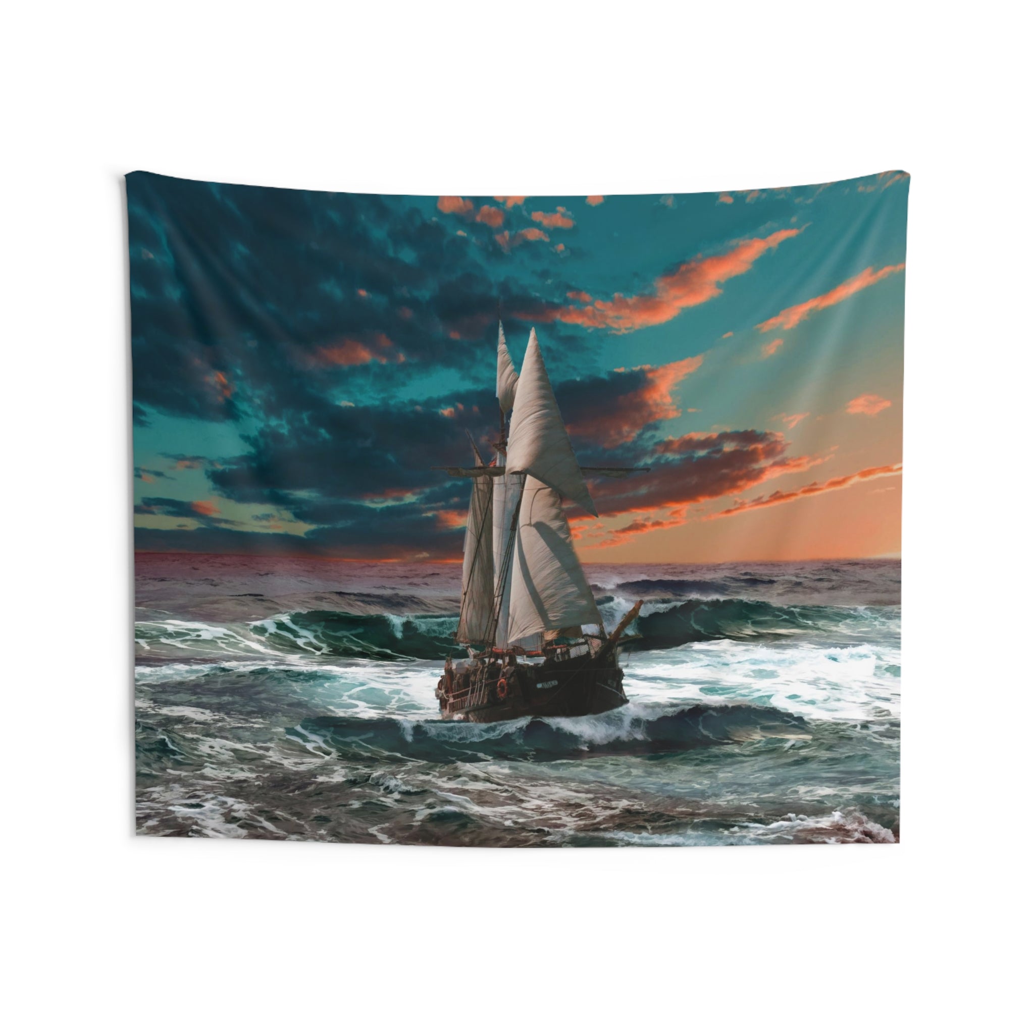 ship in storm Tapestry-3