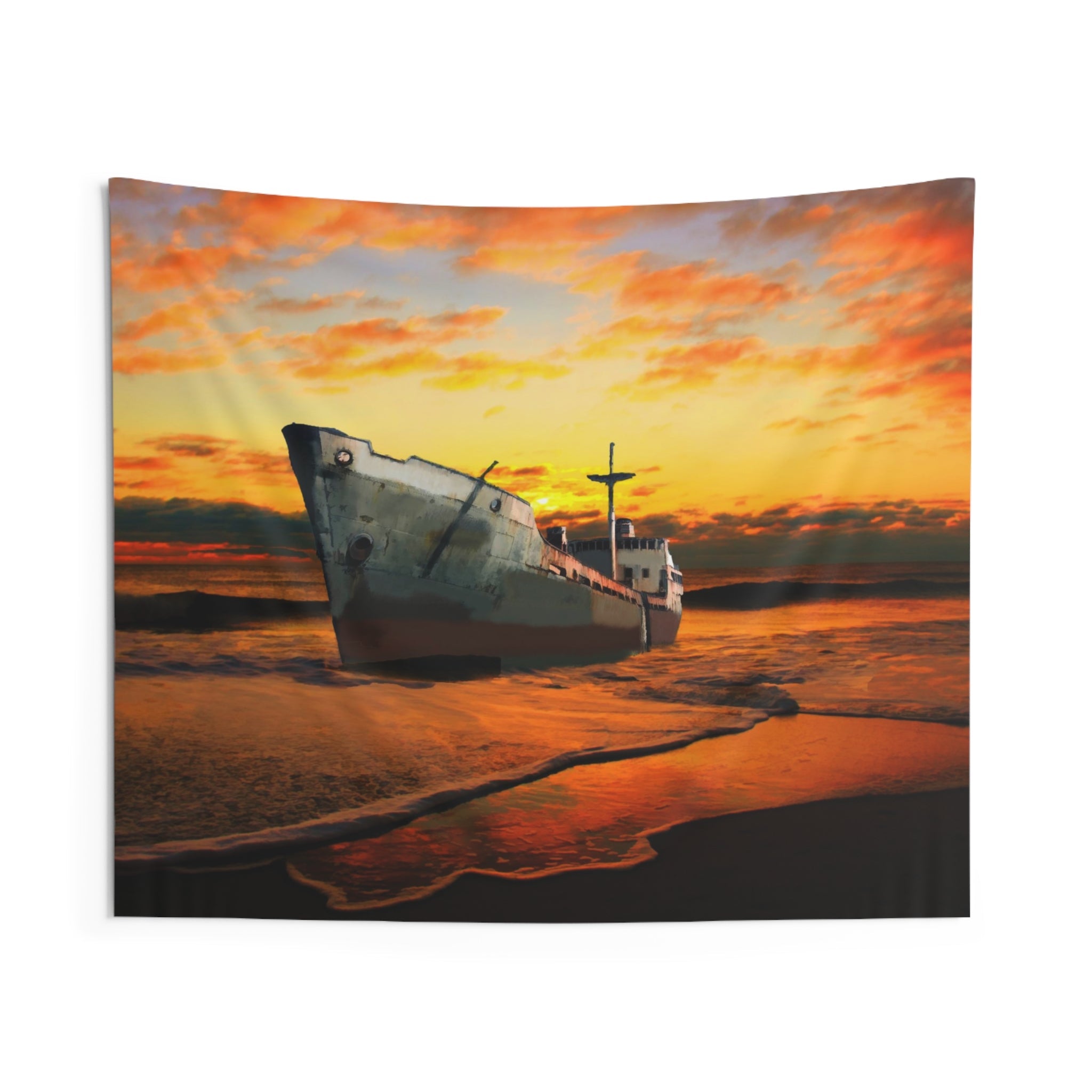Ship Sunset Tapestry-0