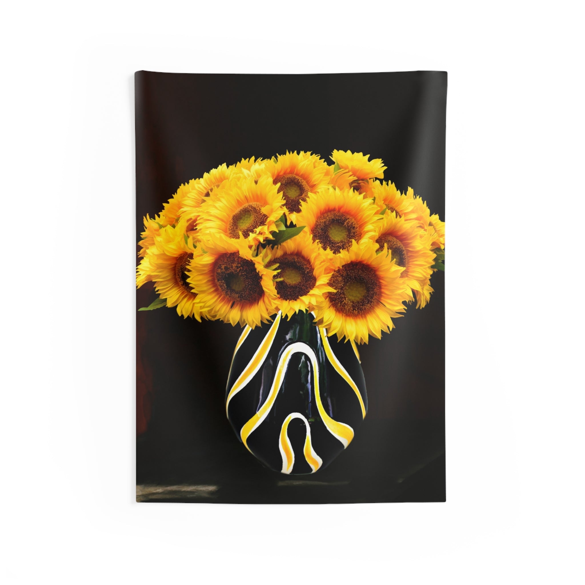 Sunflower Vase Yellow And Black Tapestry-0