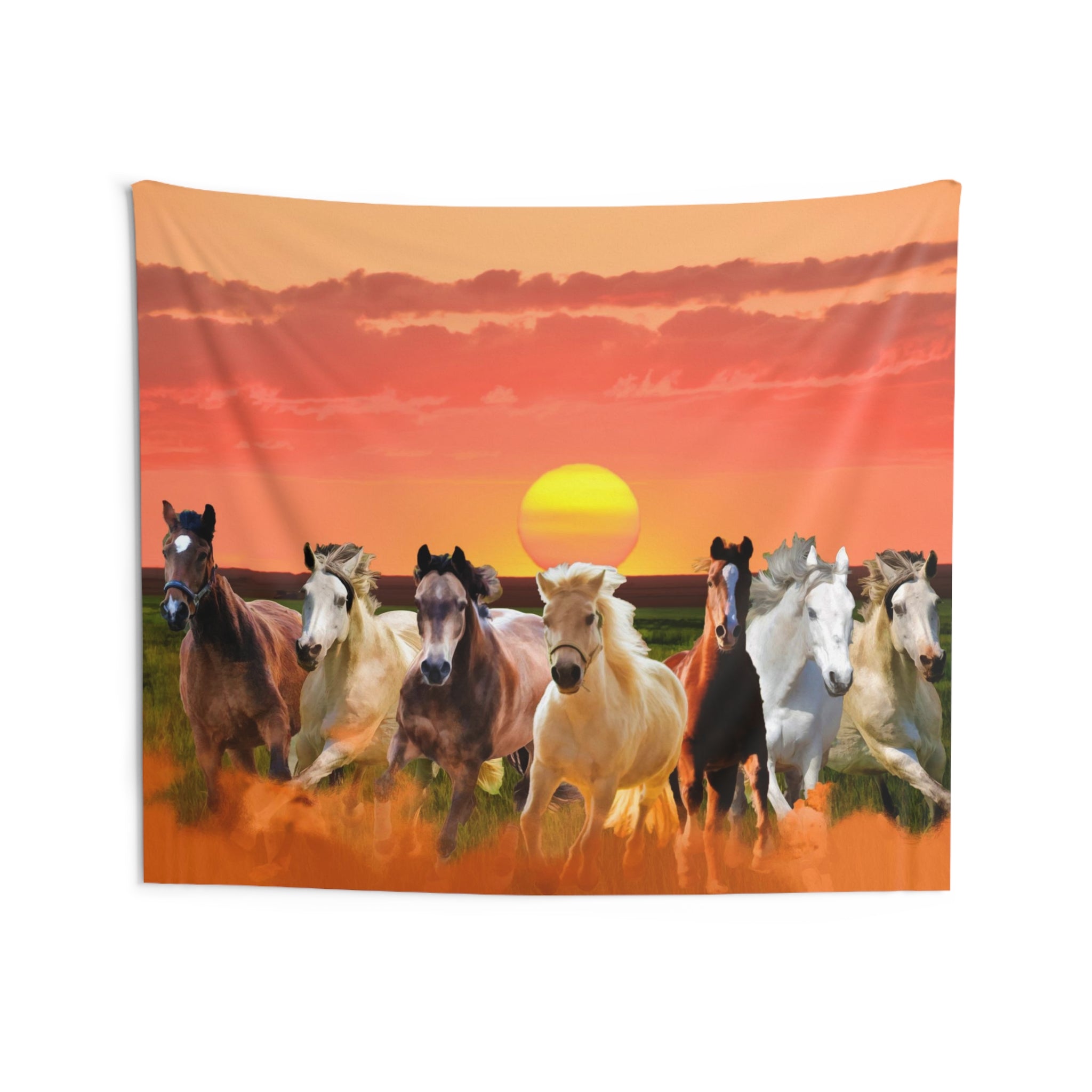 Seven Horse sunrise Tapestry-3