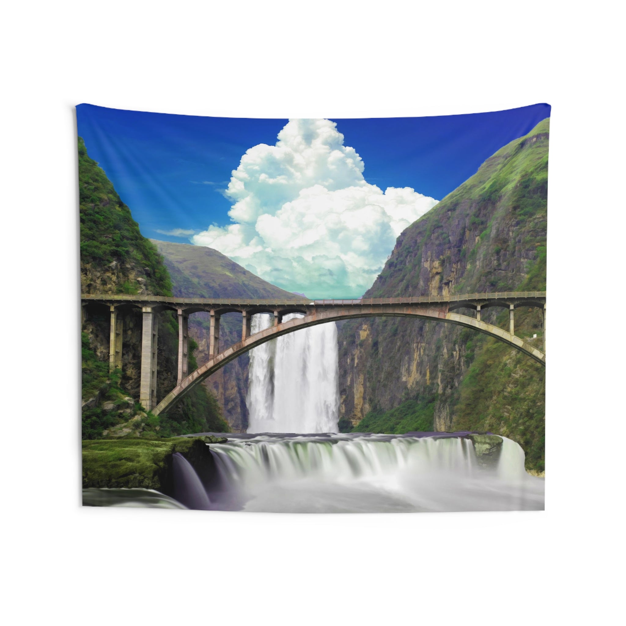 Waterfall over Bridge Tapestry-3