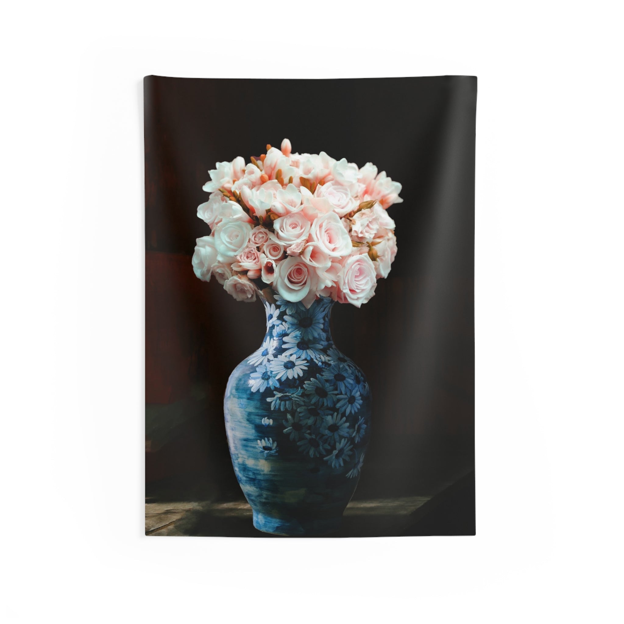 Blue Pot Roses Tapestry-0