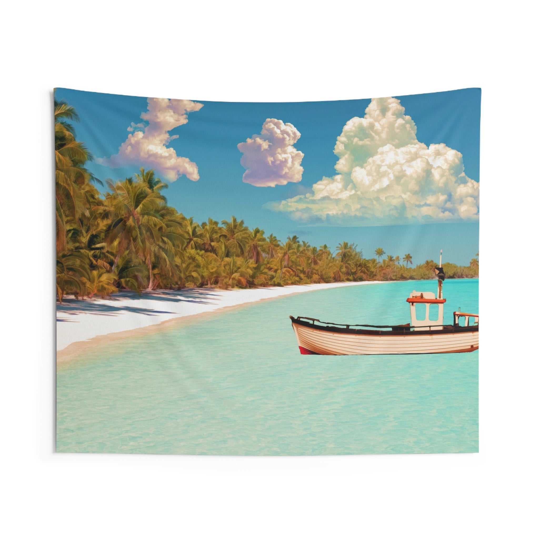 Coconut Trees and Boat Tapestry-0