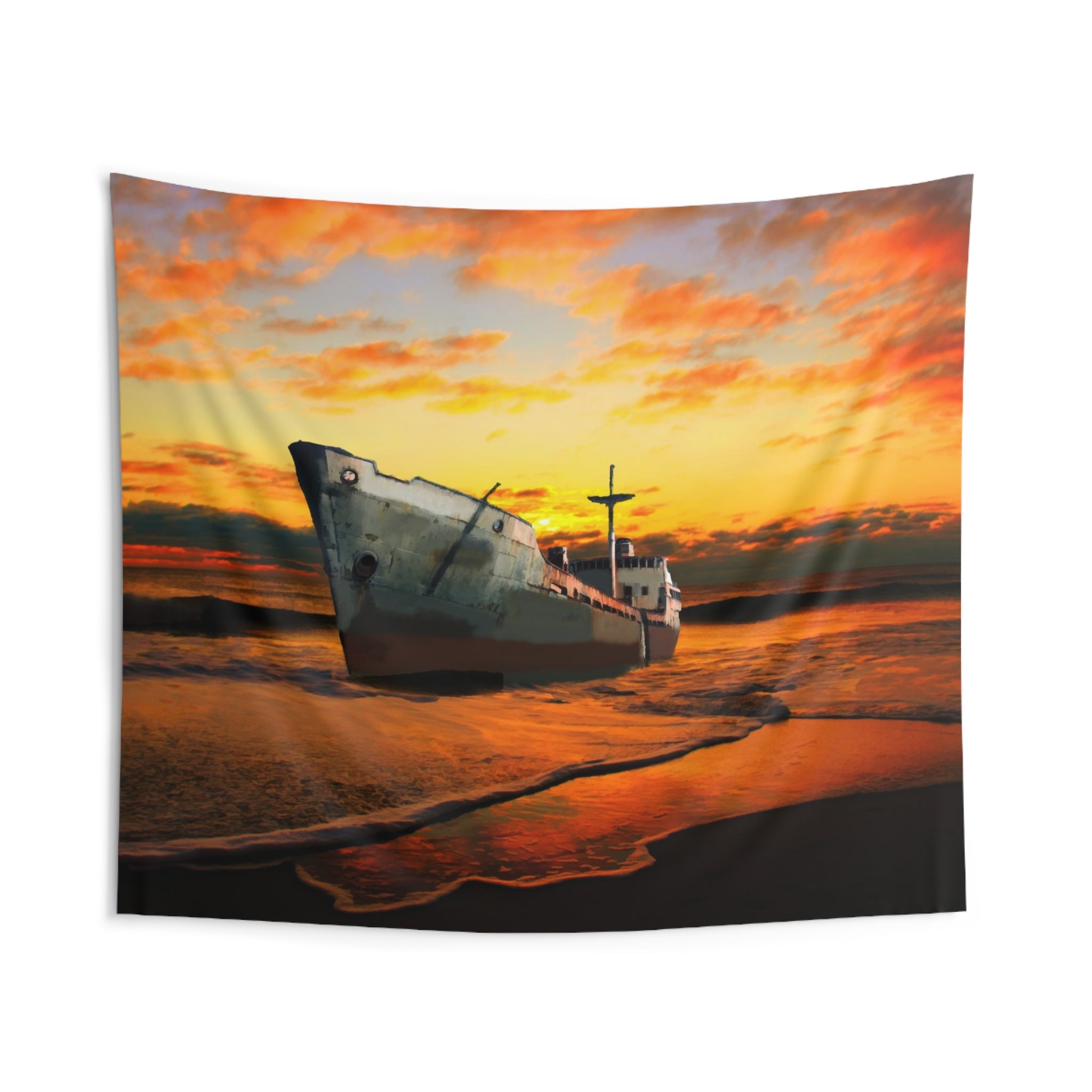 Ship Sunset Tapestry-1