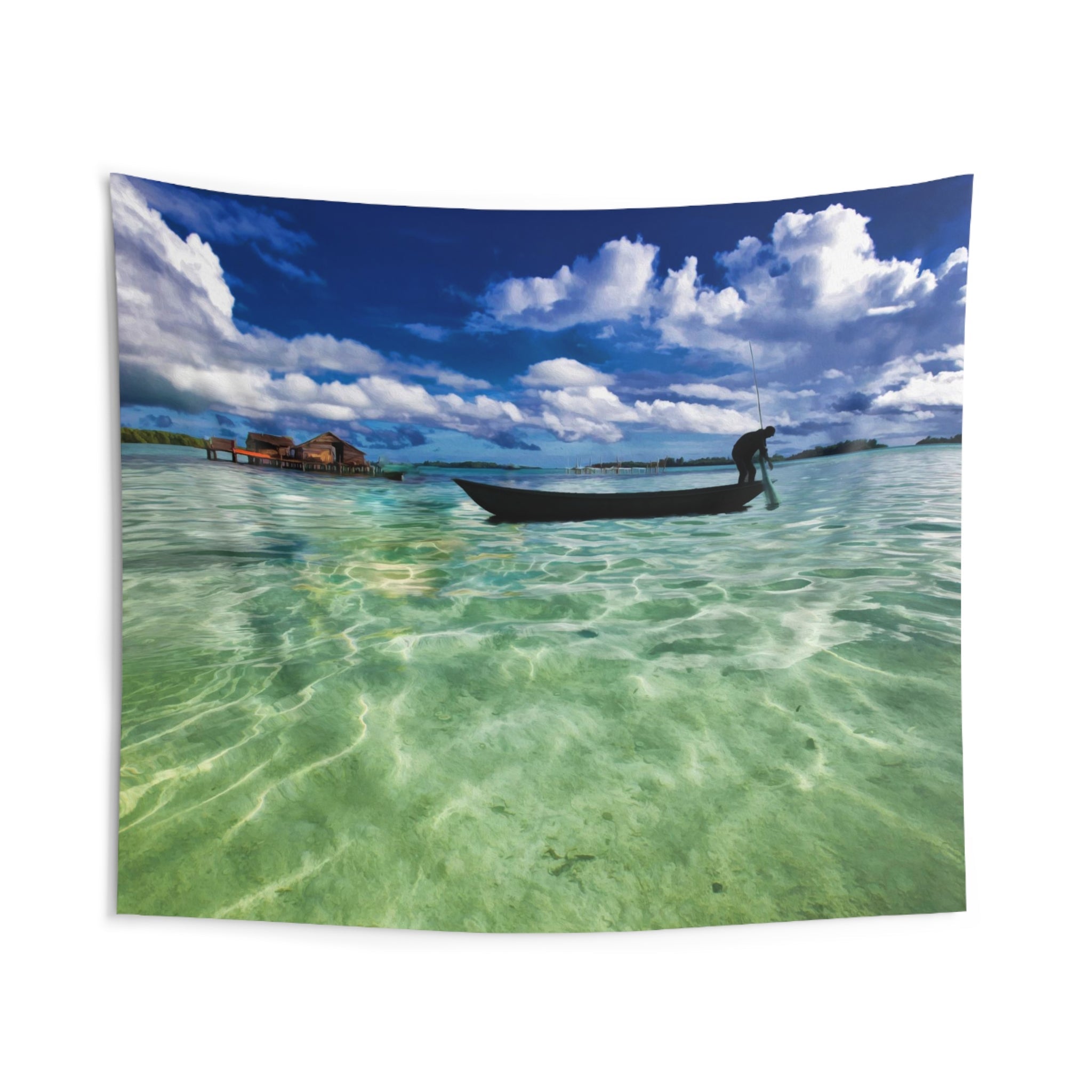 Fishing Man Boat Tapestry-1