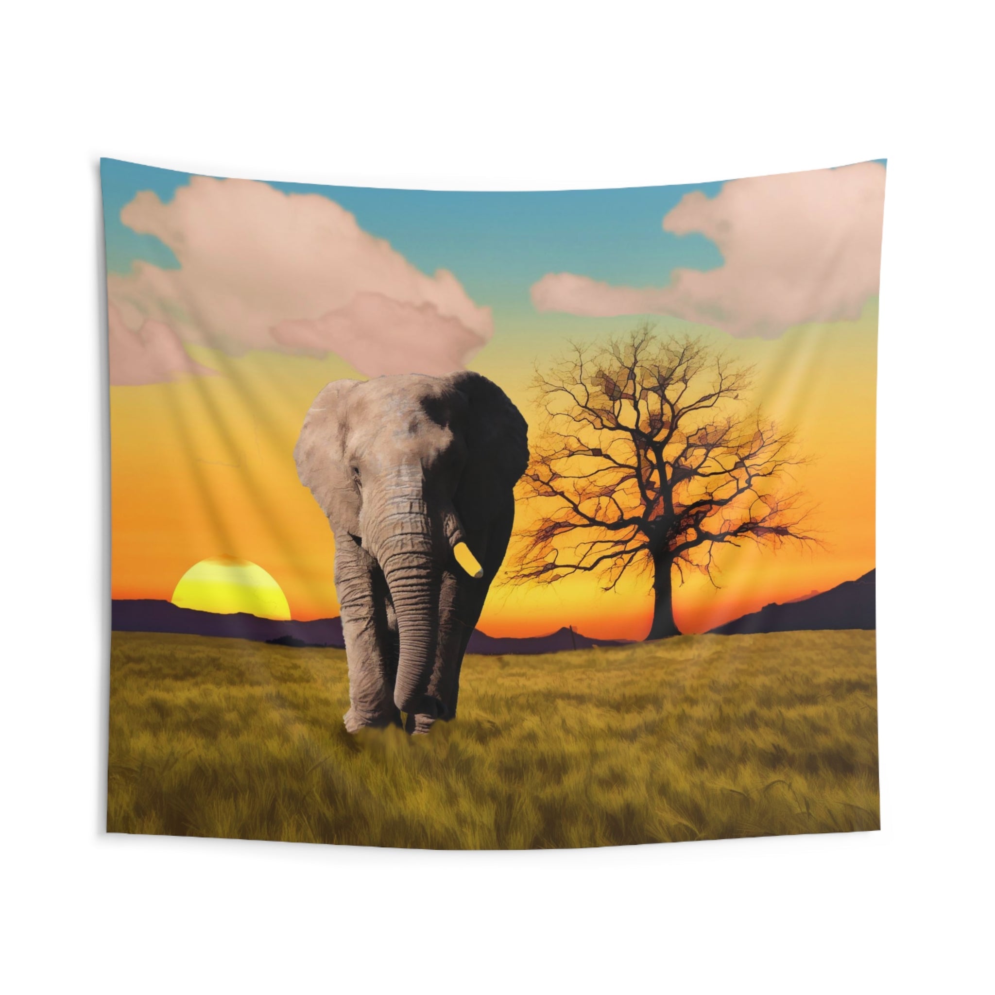 Elephant Sunset Tapestry-1