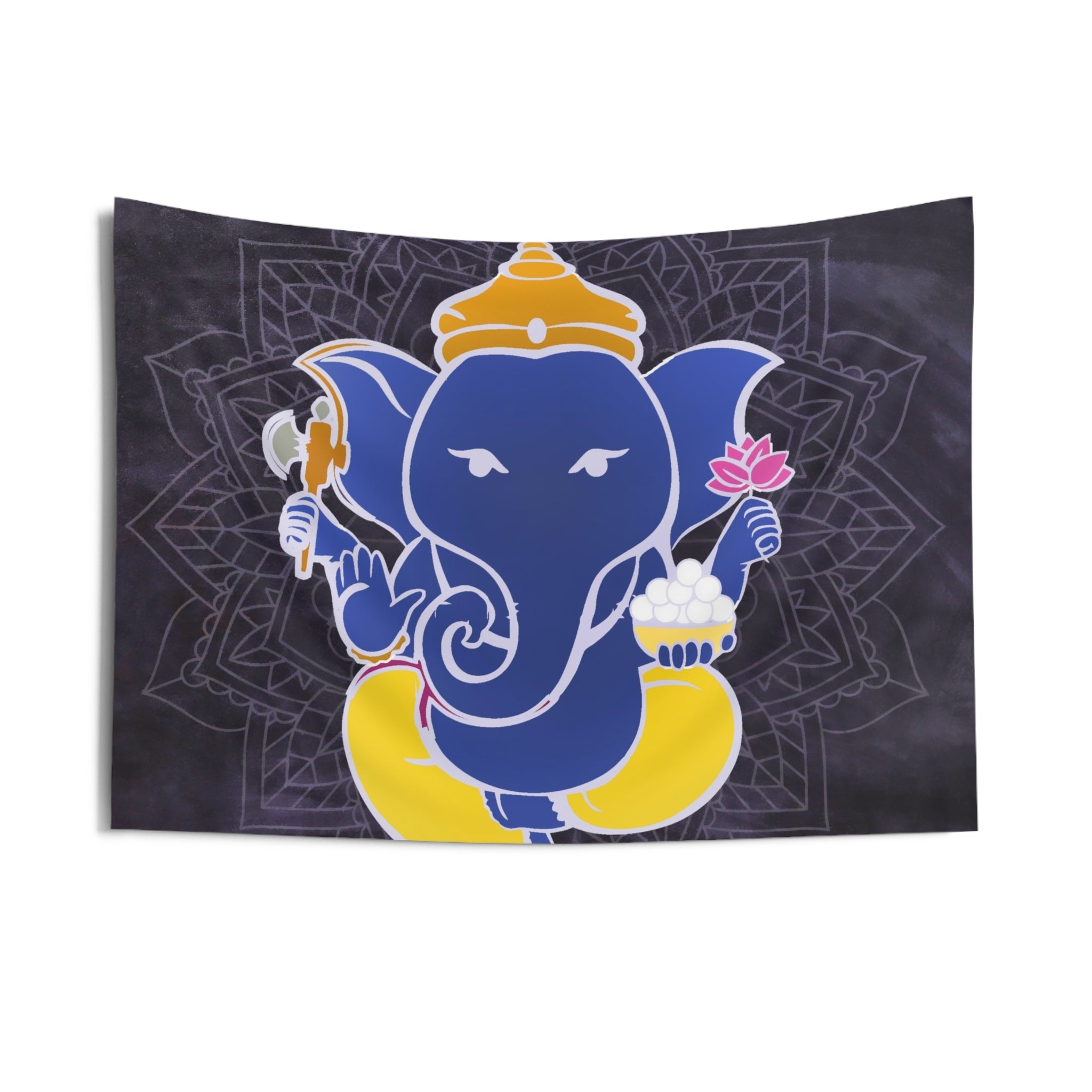 Yellow Blue Ganesha Tapestry-2