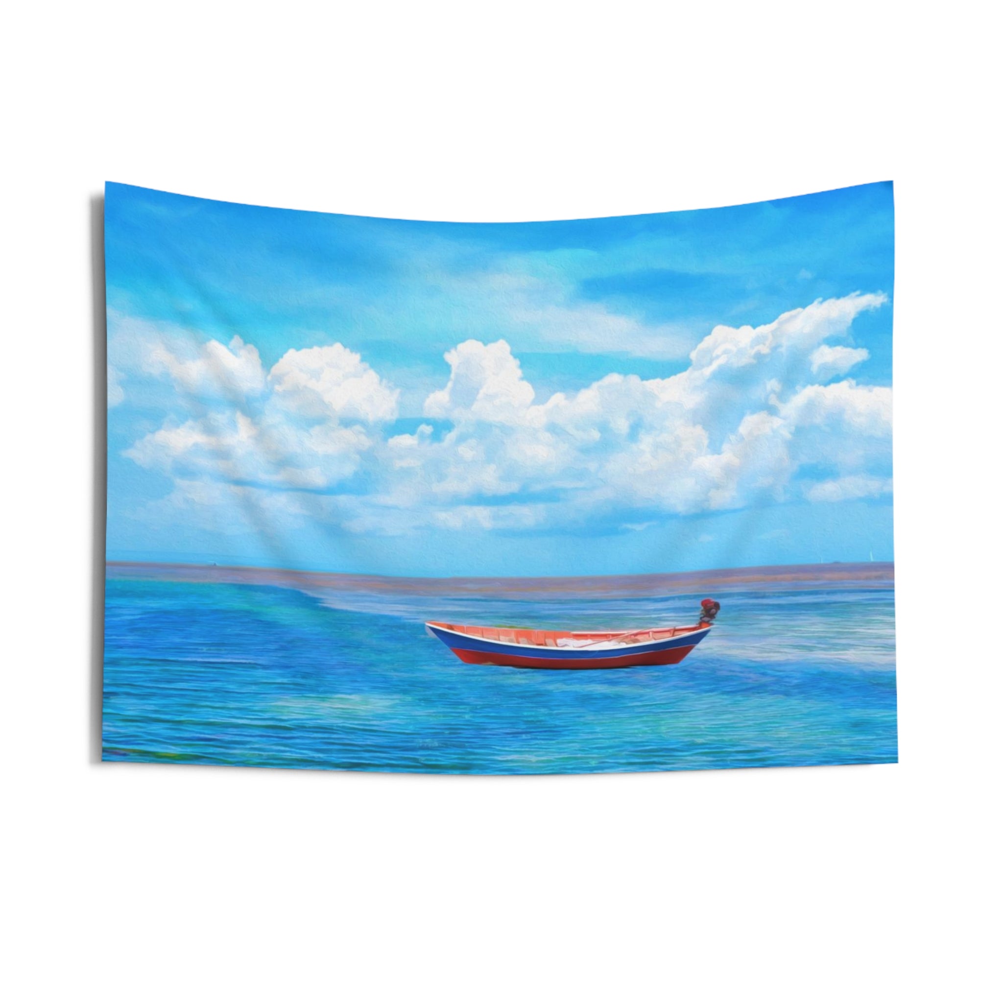 Blue Sea Boat Tapestry-2