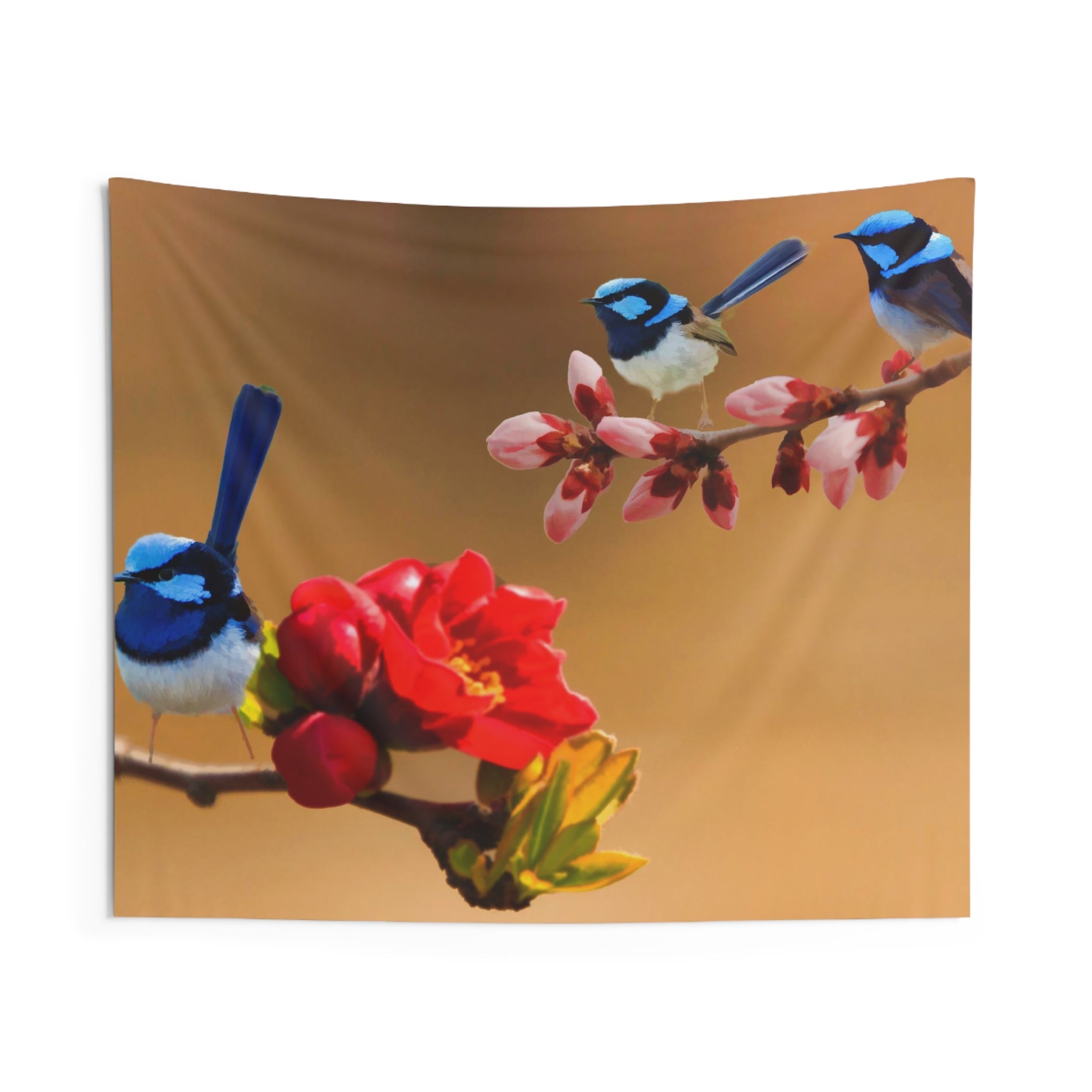 Blue Bird Sparrow Tapestry-0