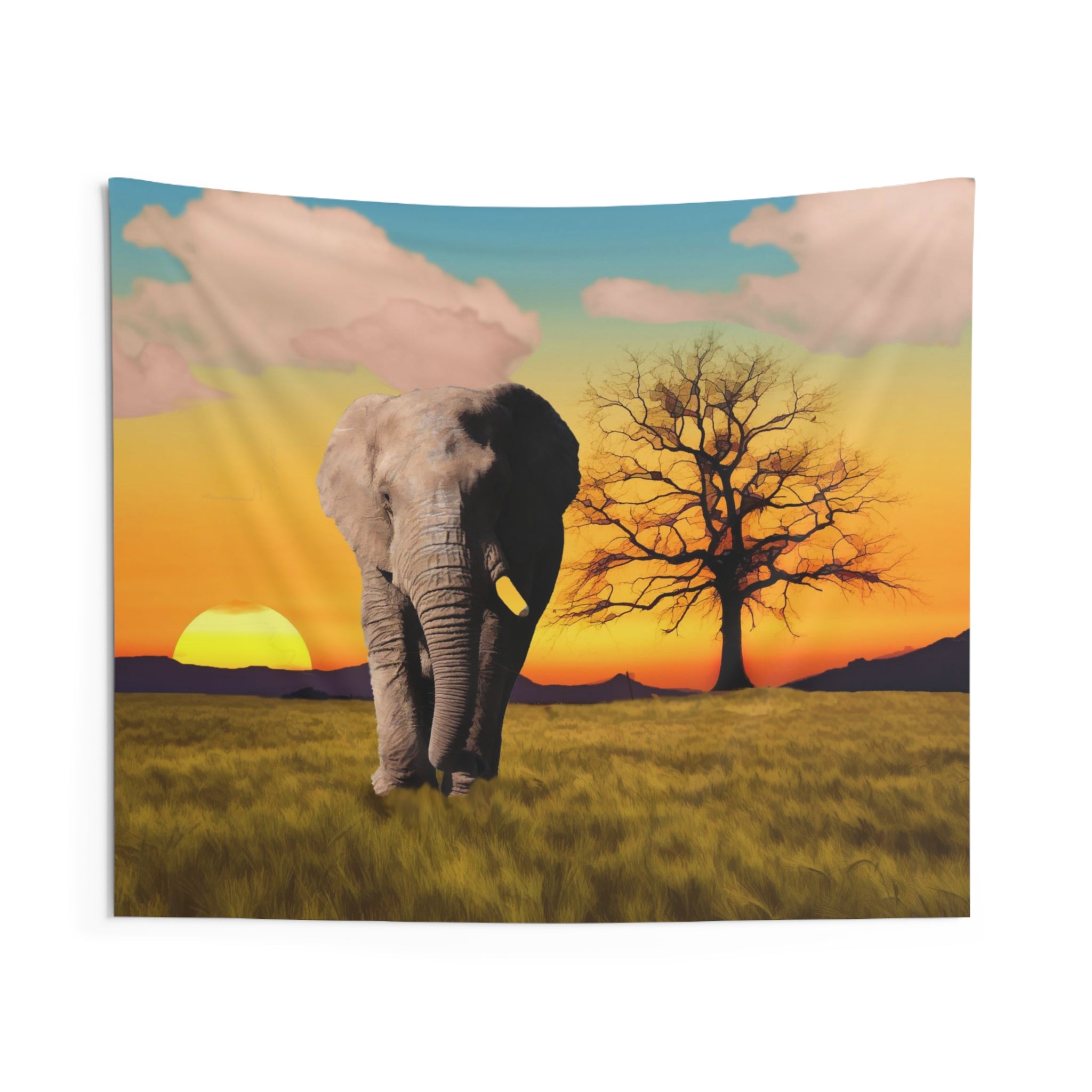 Elephant Sunset Tapestry-0