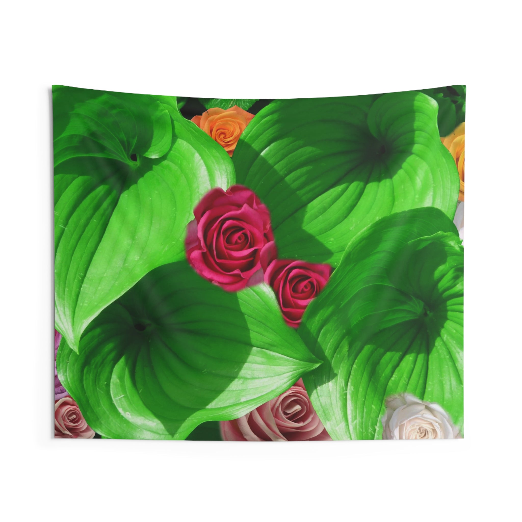 Colorfull Roses With Leaf Tapestry-0